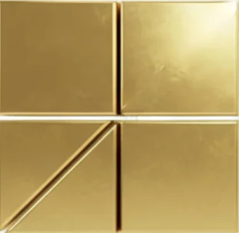 Geometric drawing of an outline square with sections divided by vertical, horizontal, and diagonal lines.