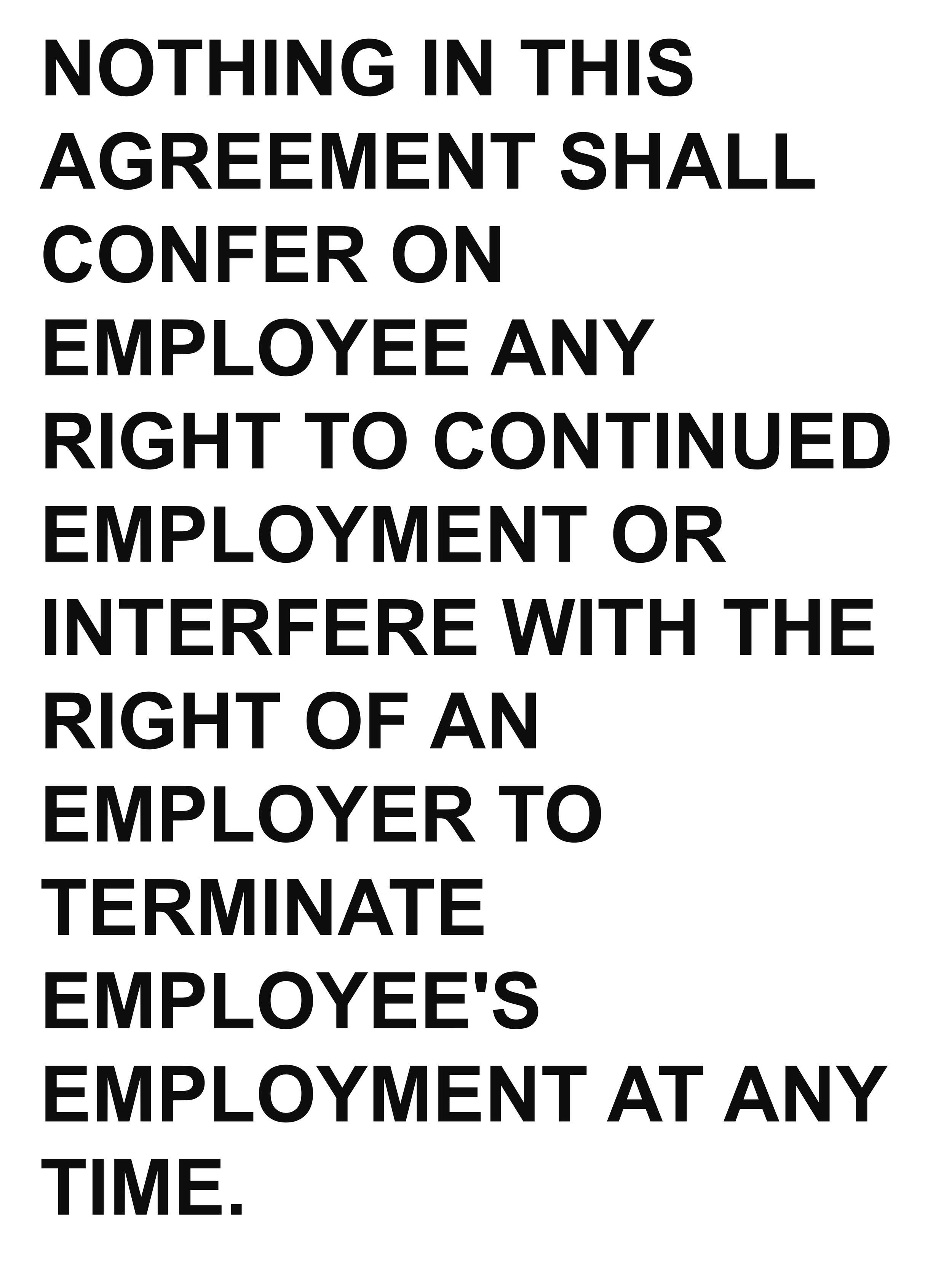 No Right, 2026. Text extracted from Employment Agreement, Enviva Management Company, LLC — SEC Exhibit 10.1, 2021. PVC-free banner, 120 × 160 cm (47 ¼ × 63 in). Price on request