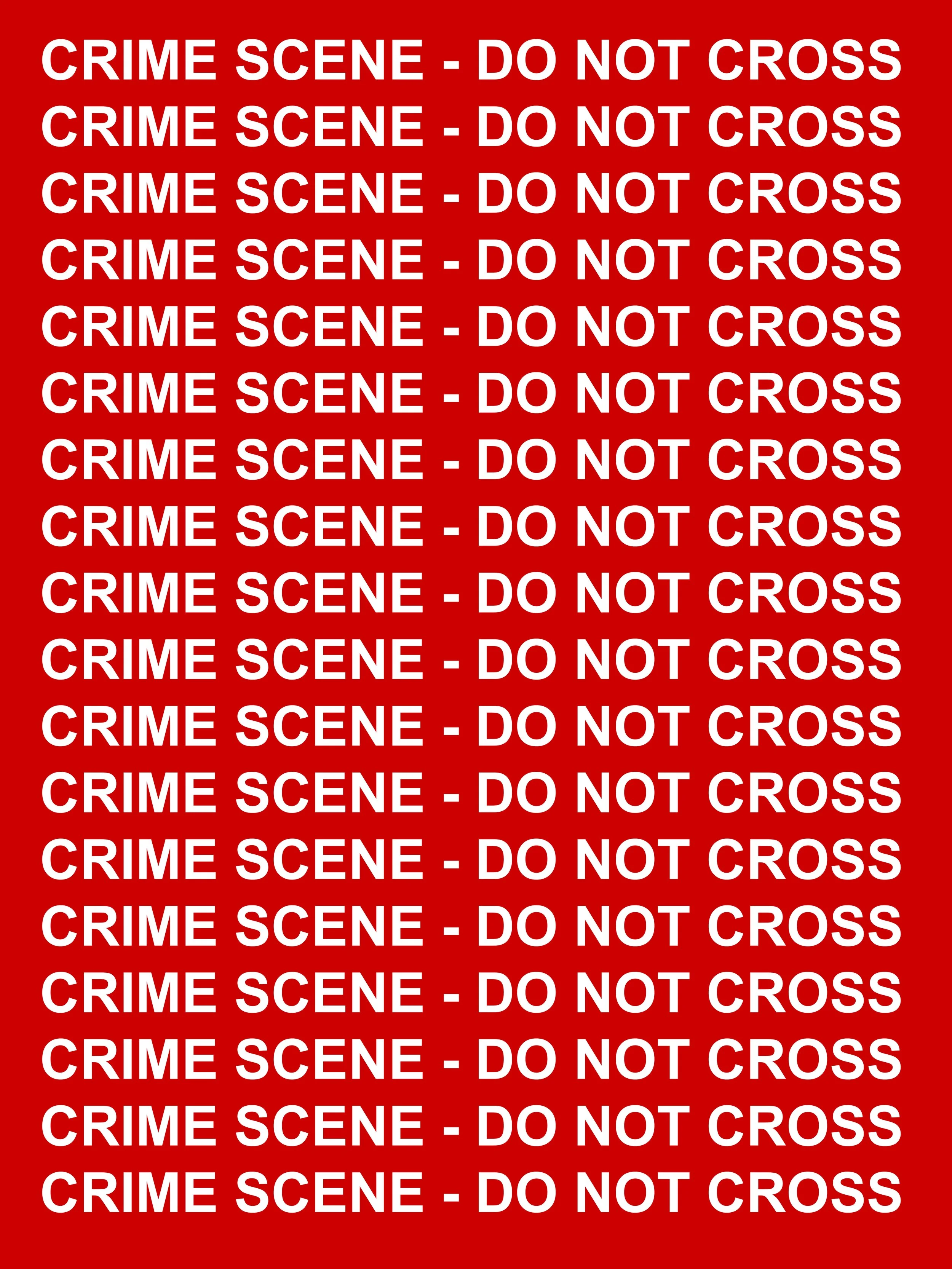Crime Scene, 2026. Text extracted from standard barricade tape. PVC-free banner, 120 × 160 cm (47 ¼ × 63 in). Price on request