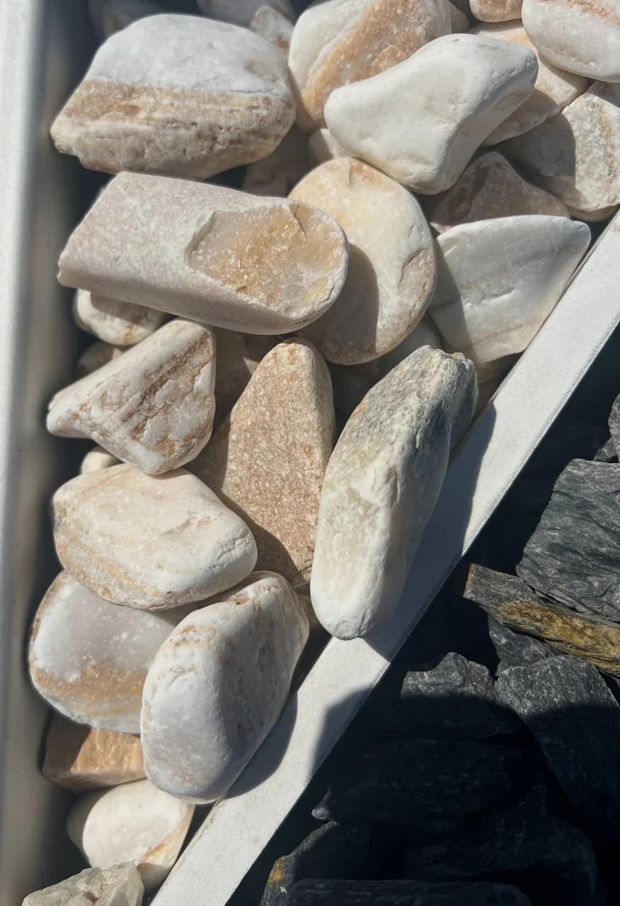 Wholesale Gold Angel Exotic Marble Pebbles in cream beige and gold tones