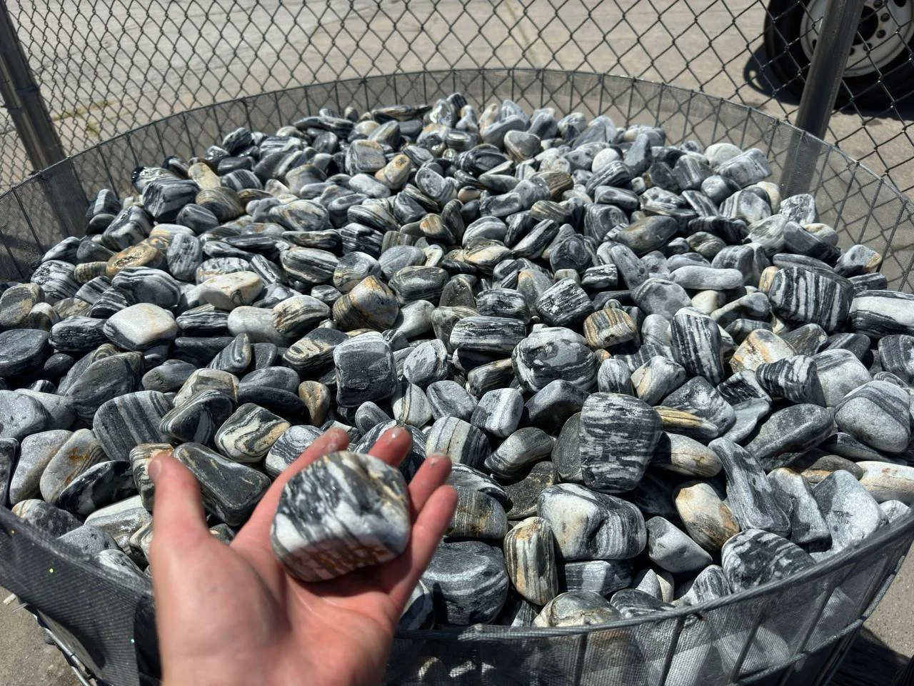 Royal Black Exotic Marble Pebbles with dramatic natural veining
