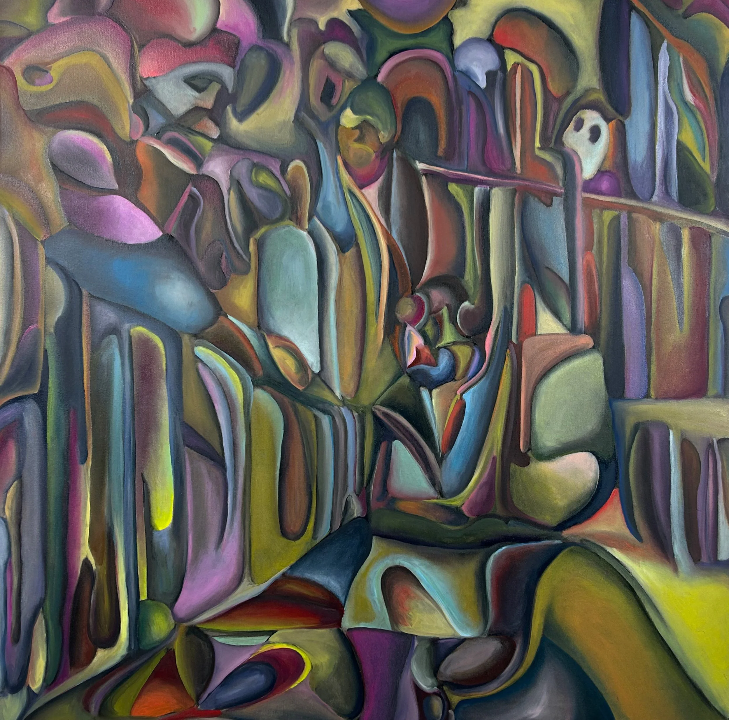 Tentoonstelling, oil on canvas, 36" x 36", 2025
