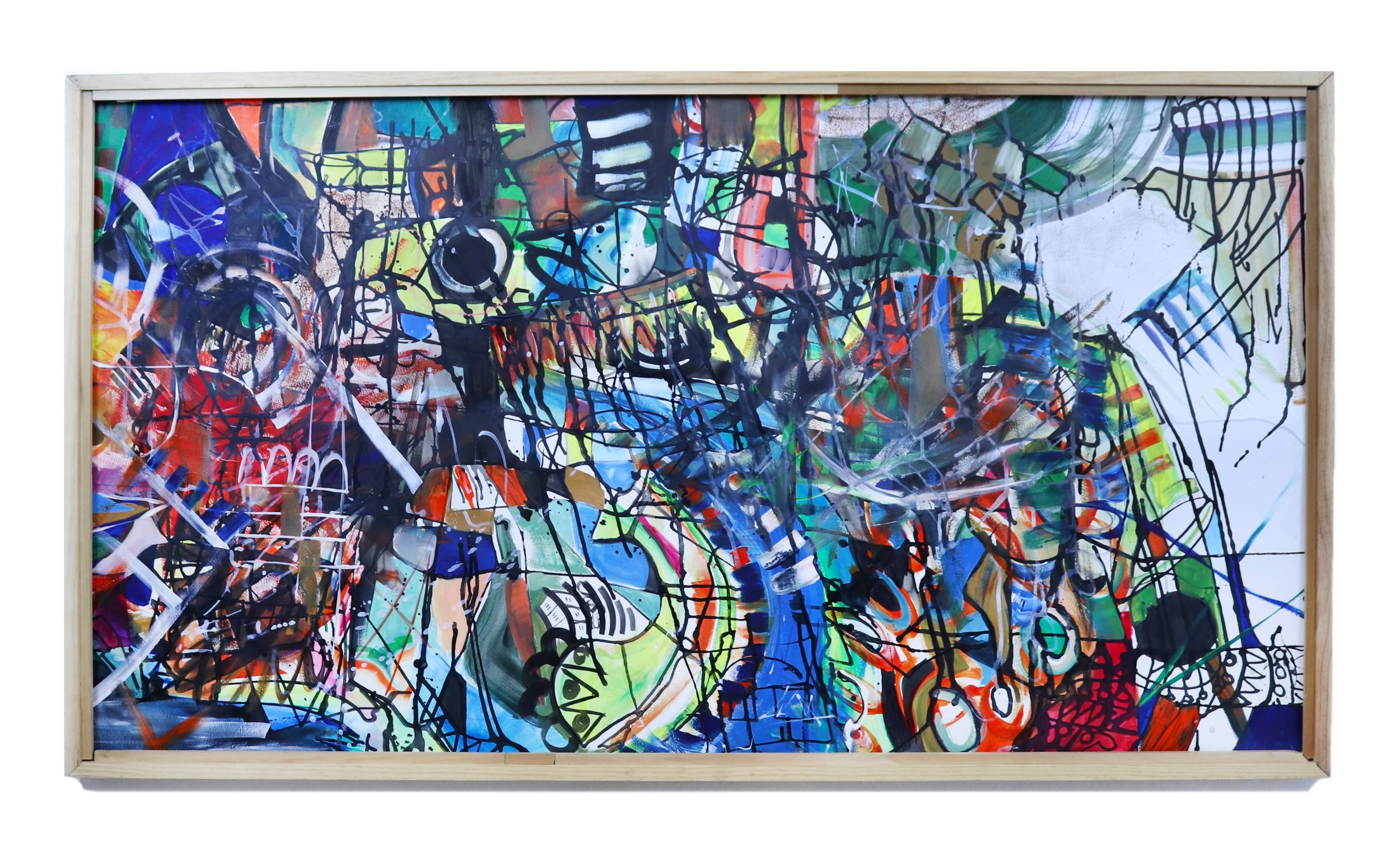Everything, acrylic on paper, 36" x 60", 2023