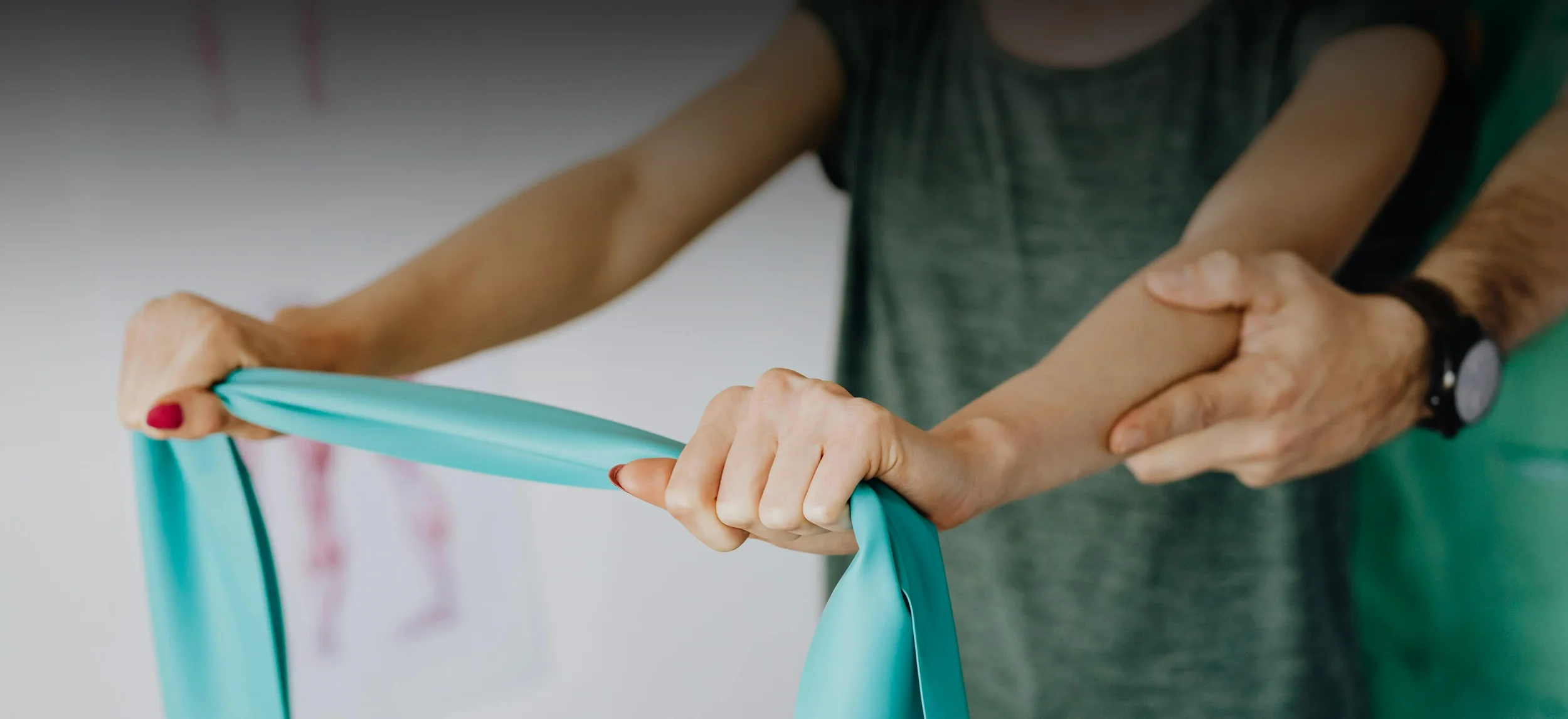 Image of a person using a strength band at the physio