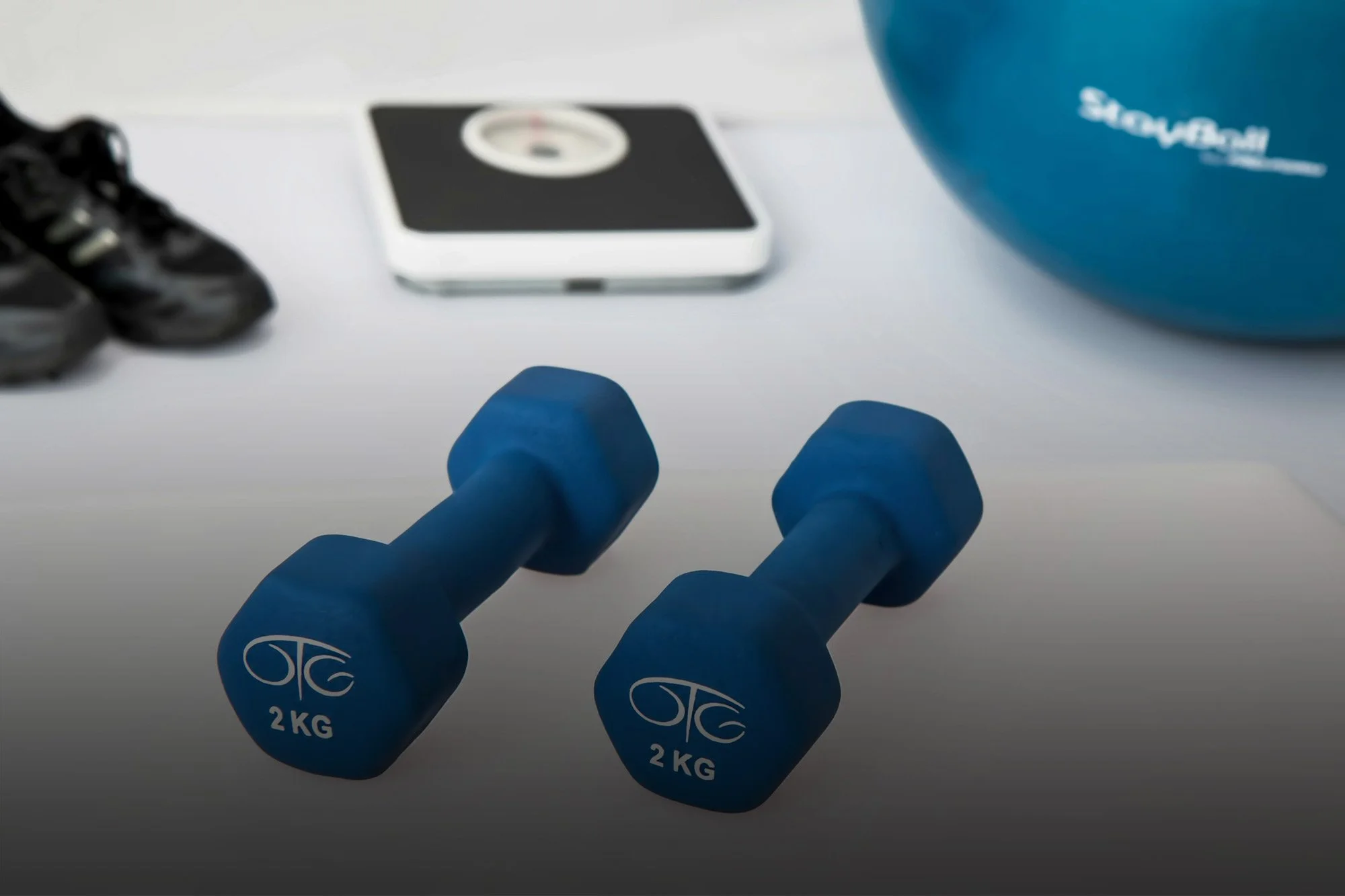 Image of two 2kg blue weights