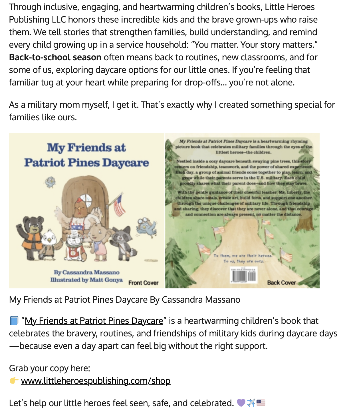 Little Heroes Publishing LLC was featured in Connecticut Veterans Bulletin - Veteran Owned Business Directory.