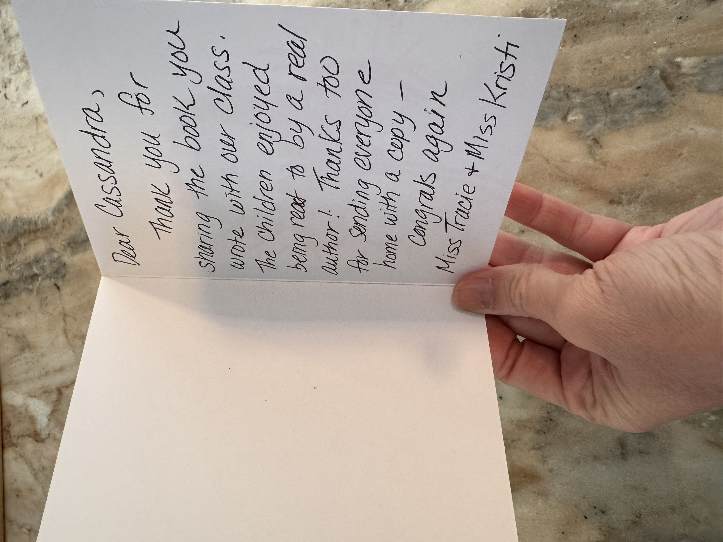 A sweet thank you letter from Luke's classroom during National Reading Month 2026. 