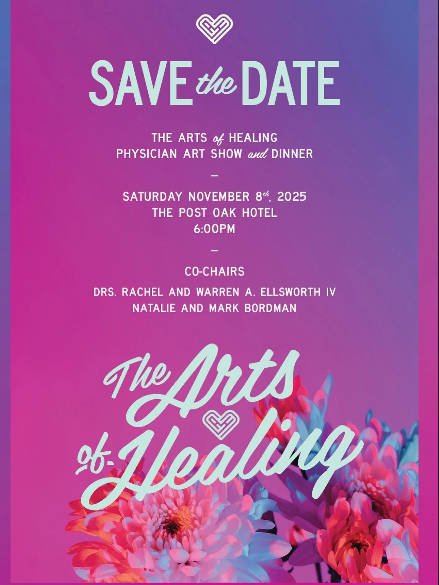 Save the Date! We&rsquo;re counting down to November 8th at The Post Oak Hotel! ✨ 

This elegant evening will celebrate the transformative power of the arts in healing, while supporting programs that bring creativity, hope, and inspiration to our com