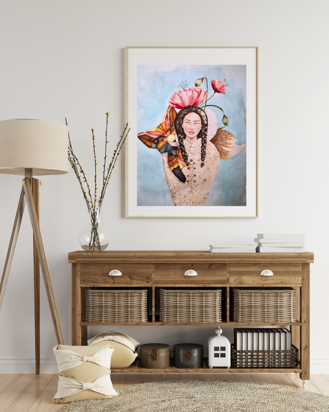 Poppy Fox - Original Watercolor, 20x24 Inch