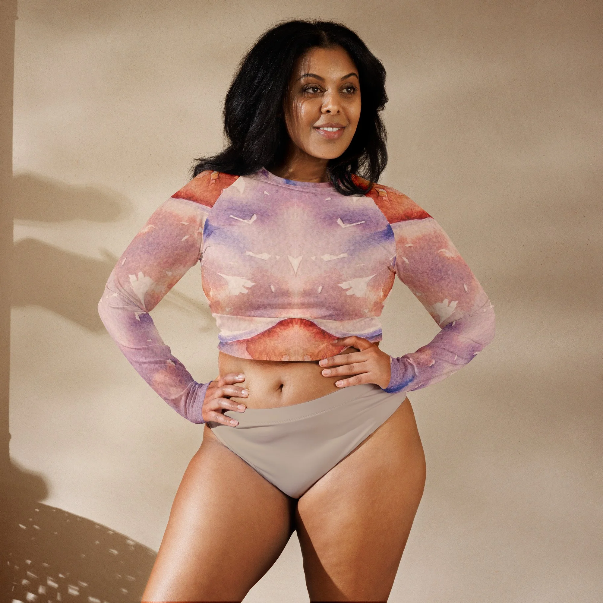 Awakened Recycled Long-Sleeve UPF 50+ Crop Top (Nellie Bly)