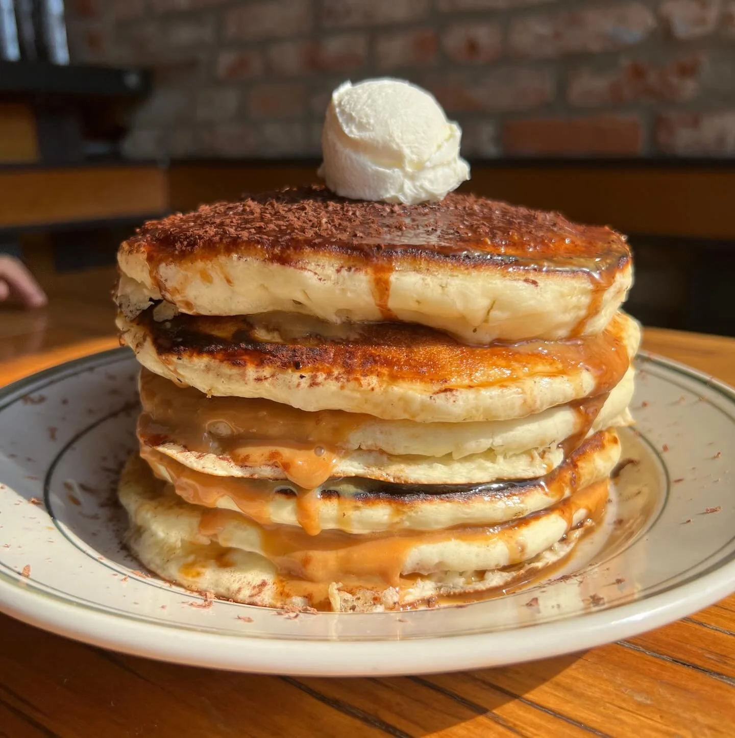 Spot that little hand in the background trying to snag these Tiramisu Pancakes!? 👀 

Join us for brunch on Saturdays and Sundays from 10am to 2pm! Reservations on Tock or our website. Walk ins welcome!