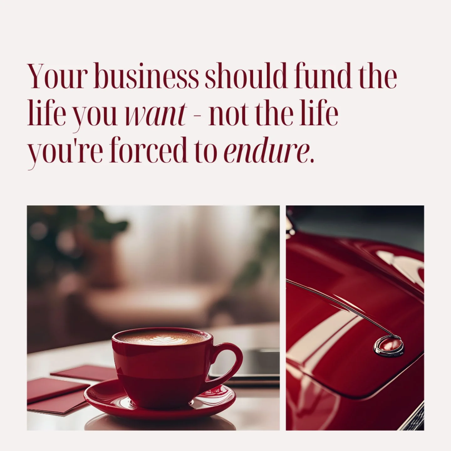Weekends that feel earned. Decisions made without panic. The freedom to invest in what actually matters.

That's what happens when your financial structure is as elegant as your vision.

Clean books. Confident pricing. Comprehensive strategy. This is