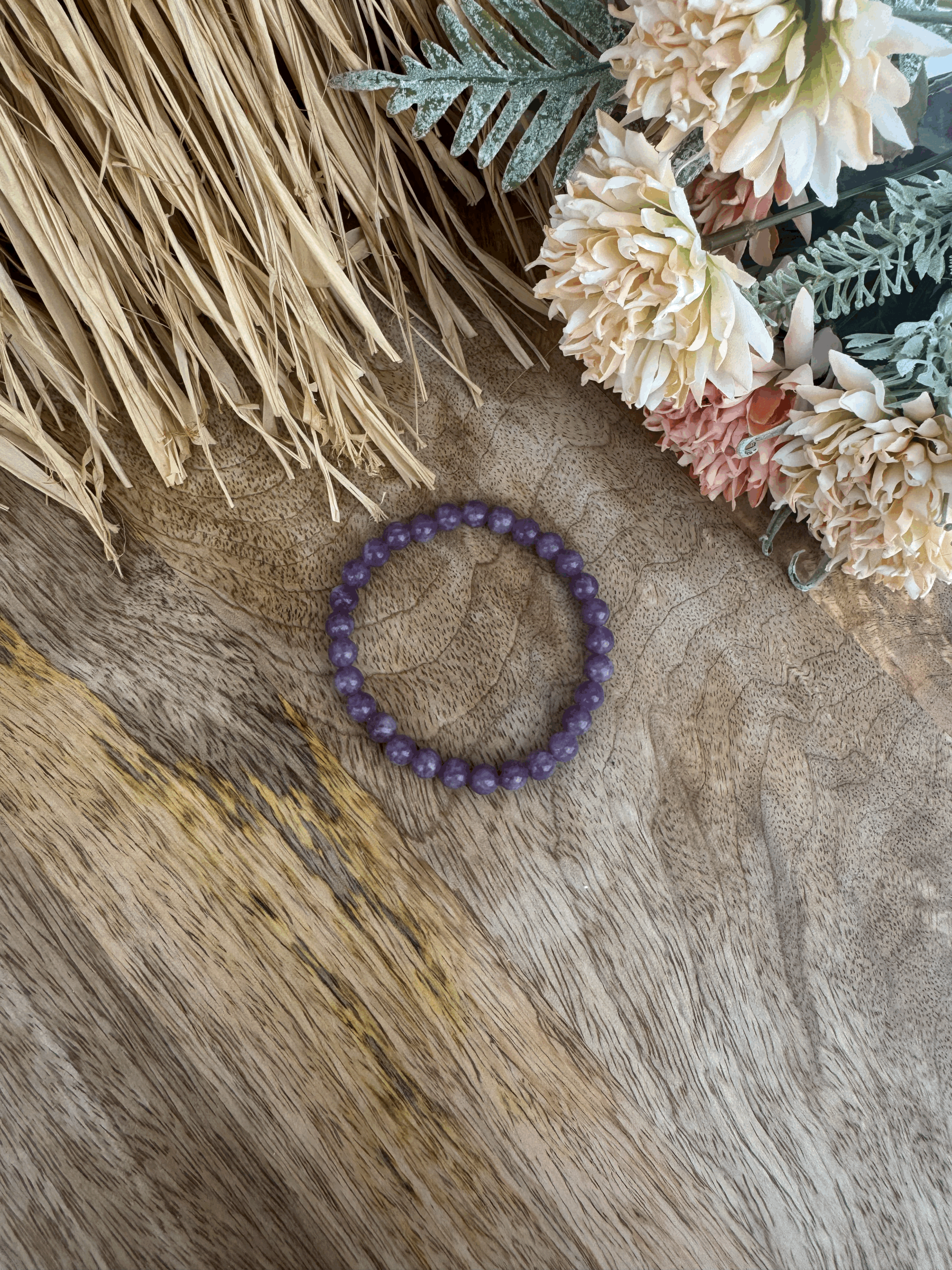 Bracelet Perles Moyennes en Lépidolite