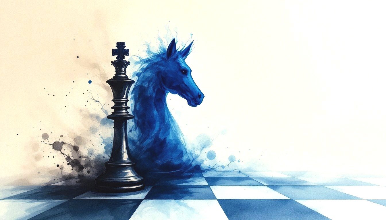 A woman standing and smiling in front of a classroom or meeting room whiteboard with notes; people seated at a table with laptops, clapping and engaging.