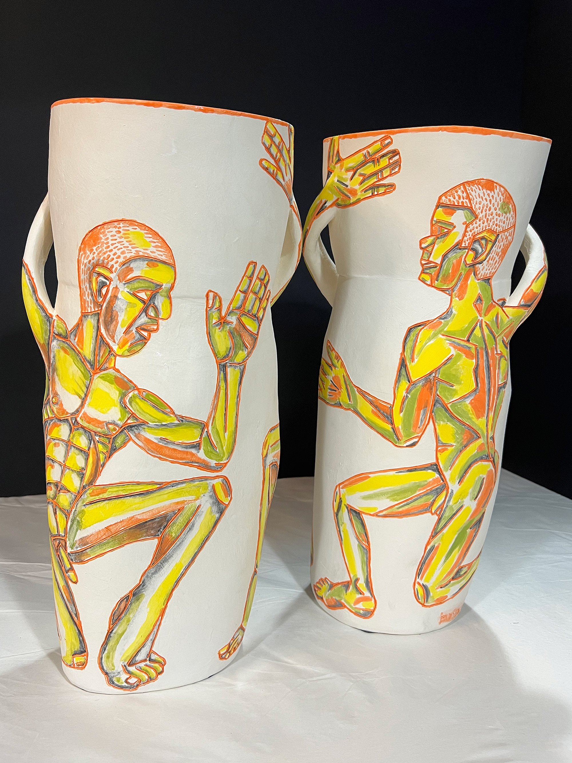 White Twins , 2024, Ceramic, 16" x 6" x 8"