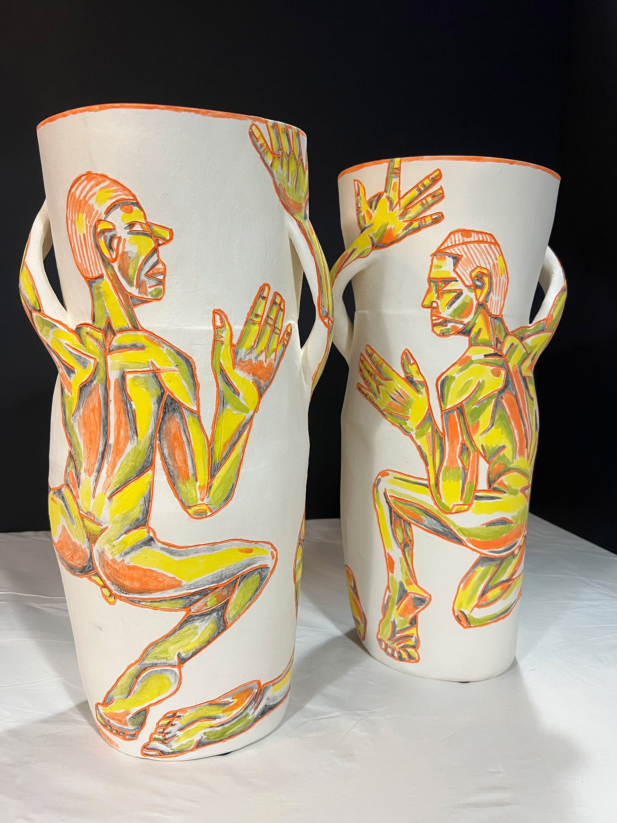 White Twins , 2024, Ceramic, 16" x 6" x 8"