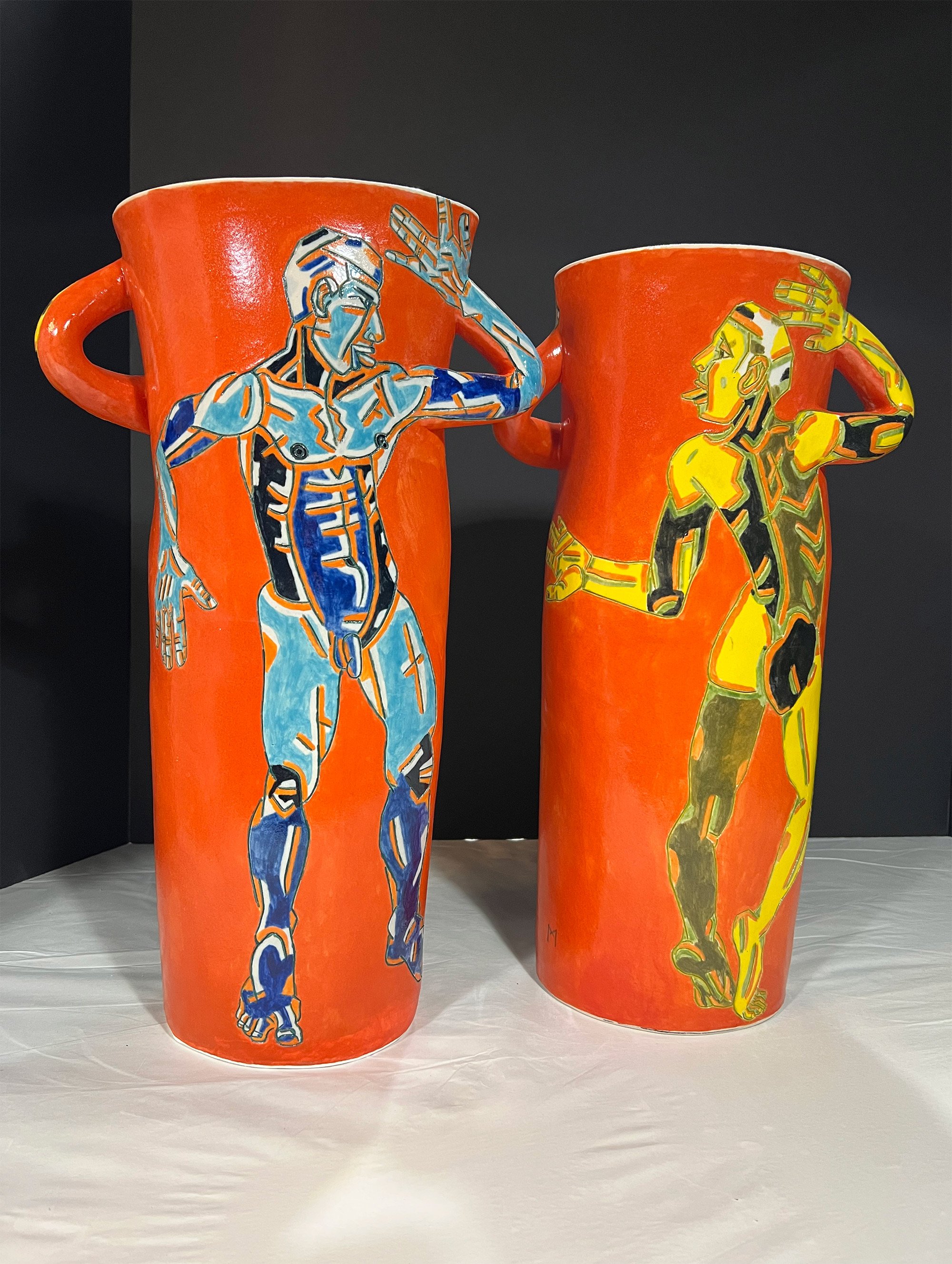 Orange Twins , 2024, Ceramic, 19" x 6" x 7"