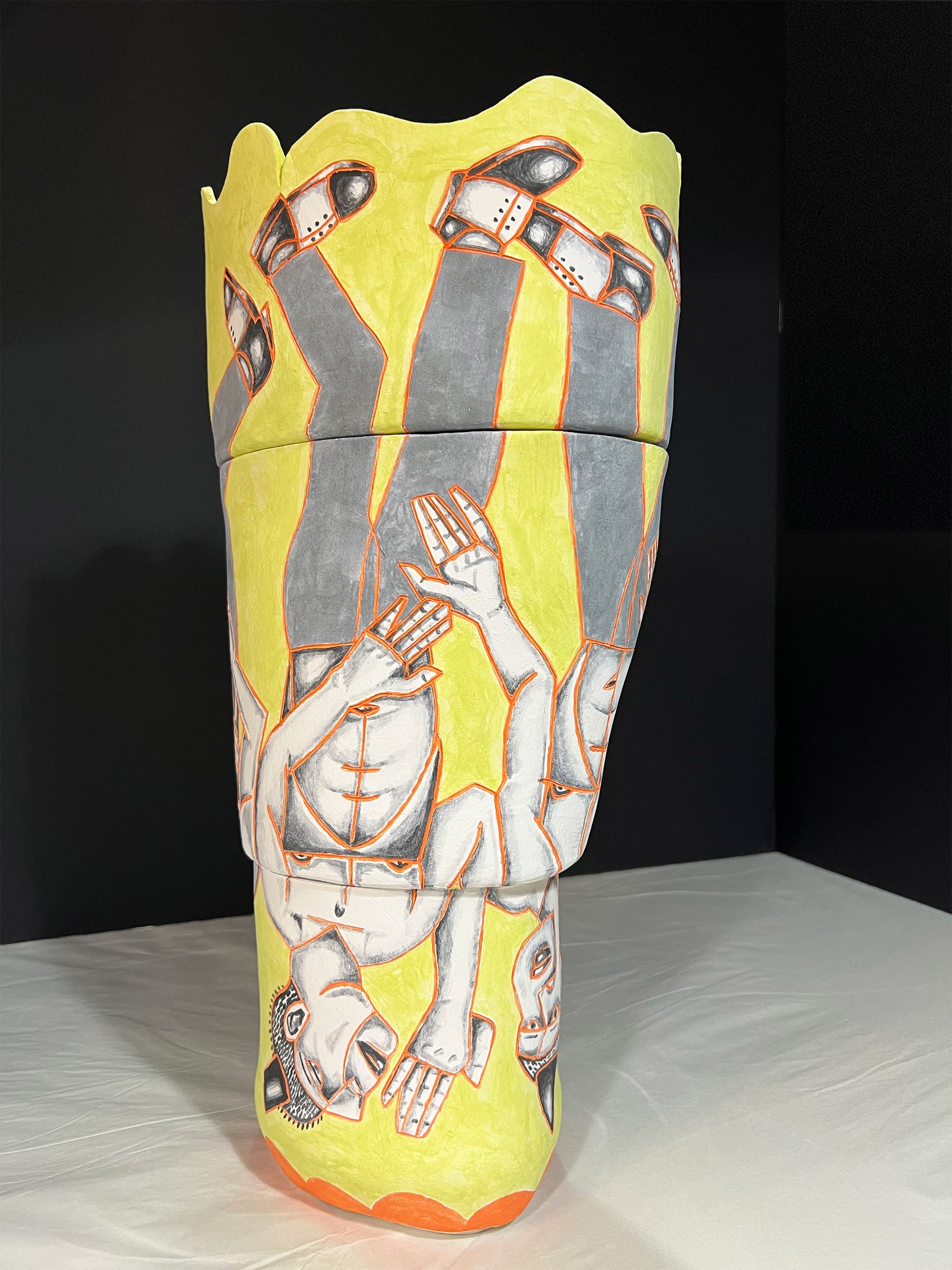 Upside Down Party Cake , 2023, Ceramic
18" x 6" x 9", Three stacked pieces