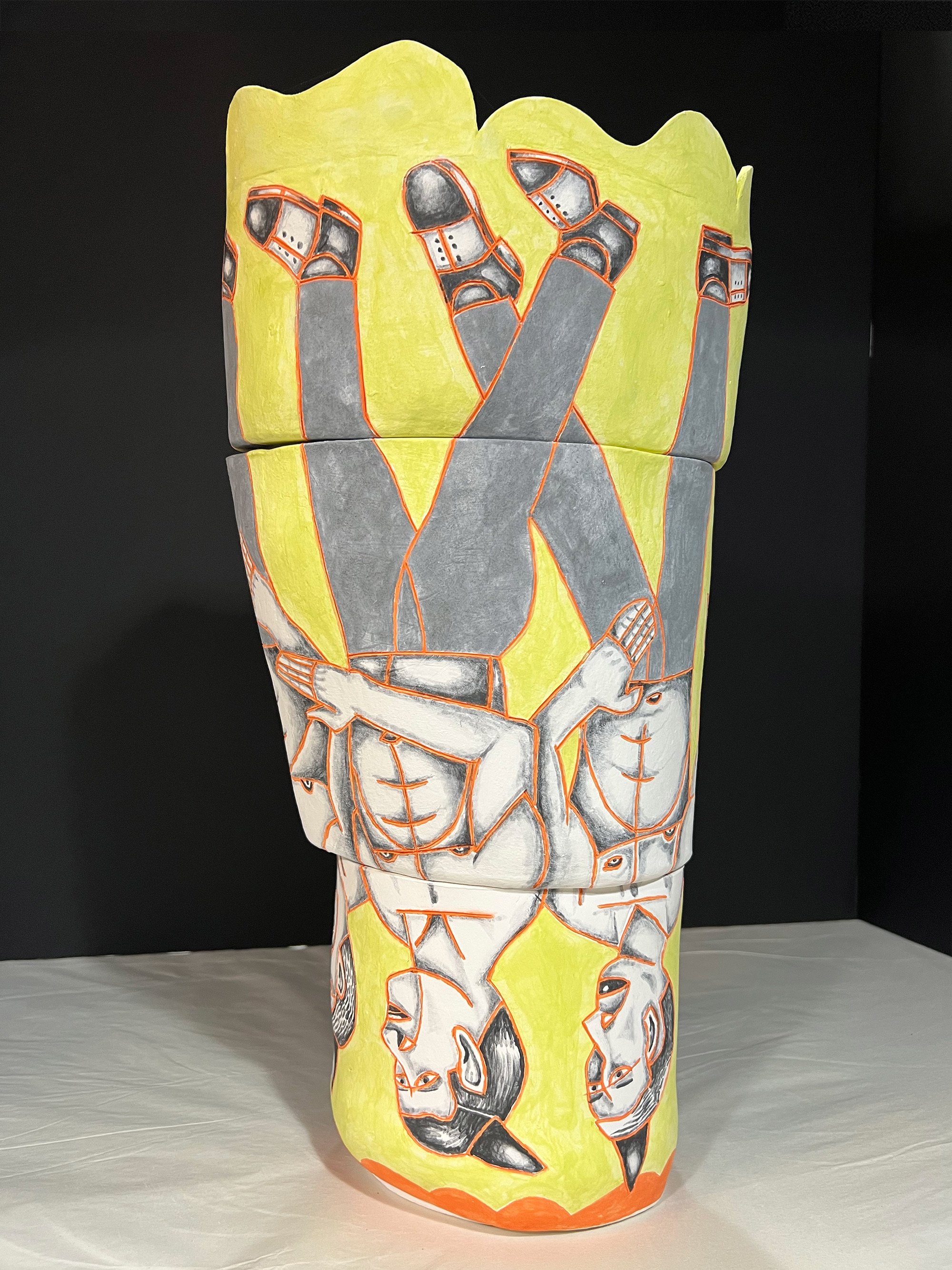 Upside Down Party Cake , 2023, Ceramic
18" x 6" x 9", Three stacked pieces