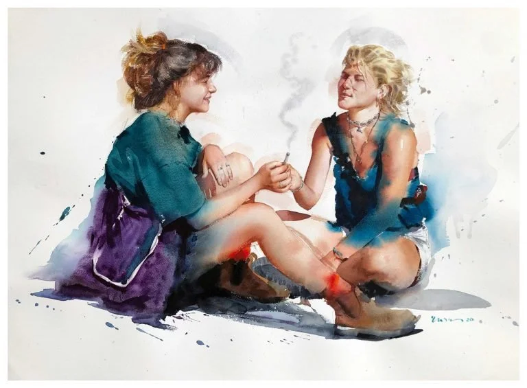 watercolor-painting-Eudes-Correia-germany-girls-56x76cm-scaled-1-768x565.jpg