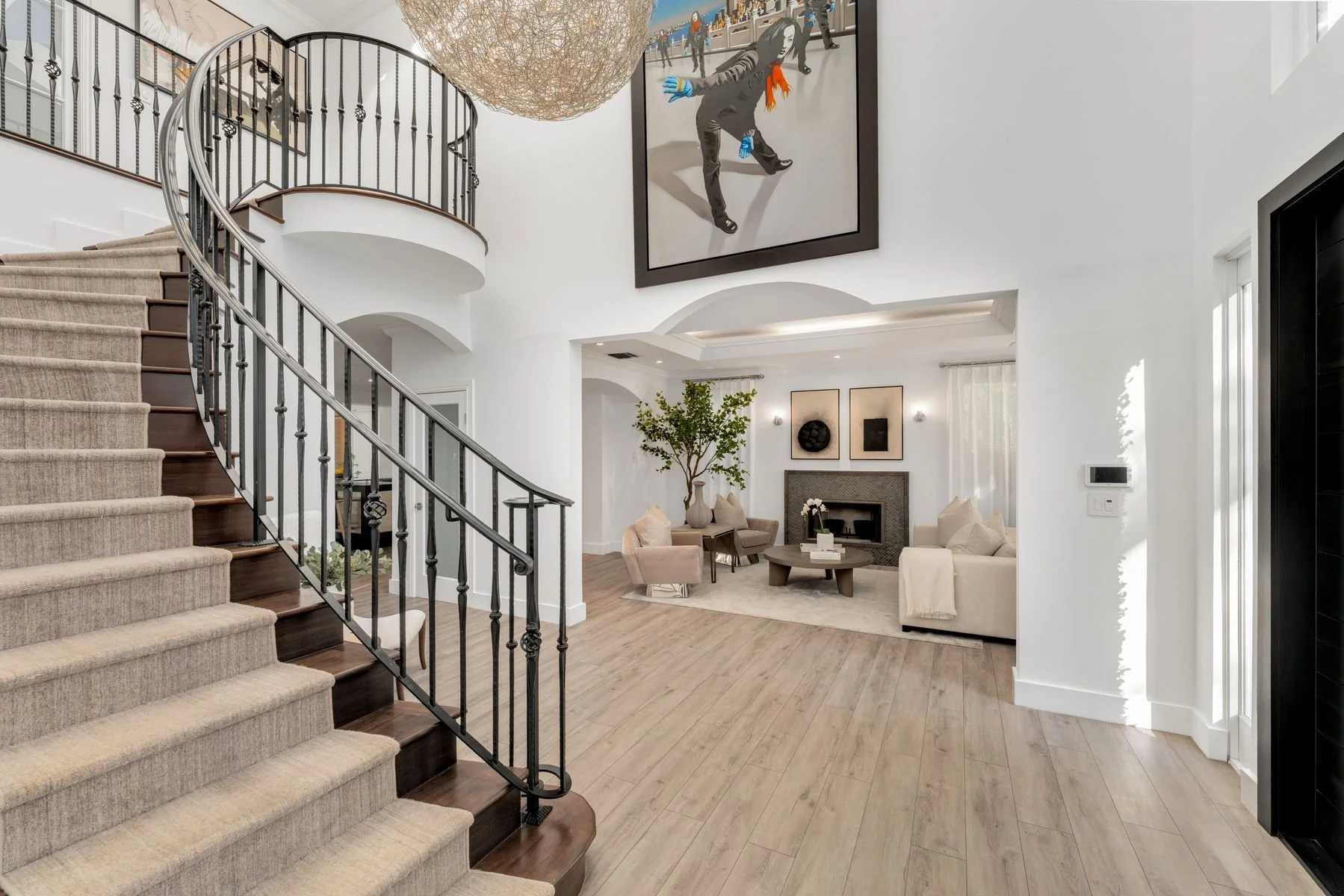 Cherry wood circular staircase