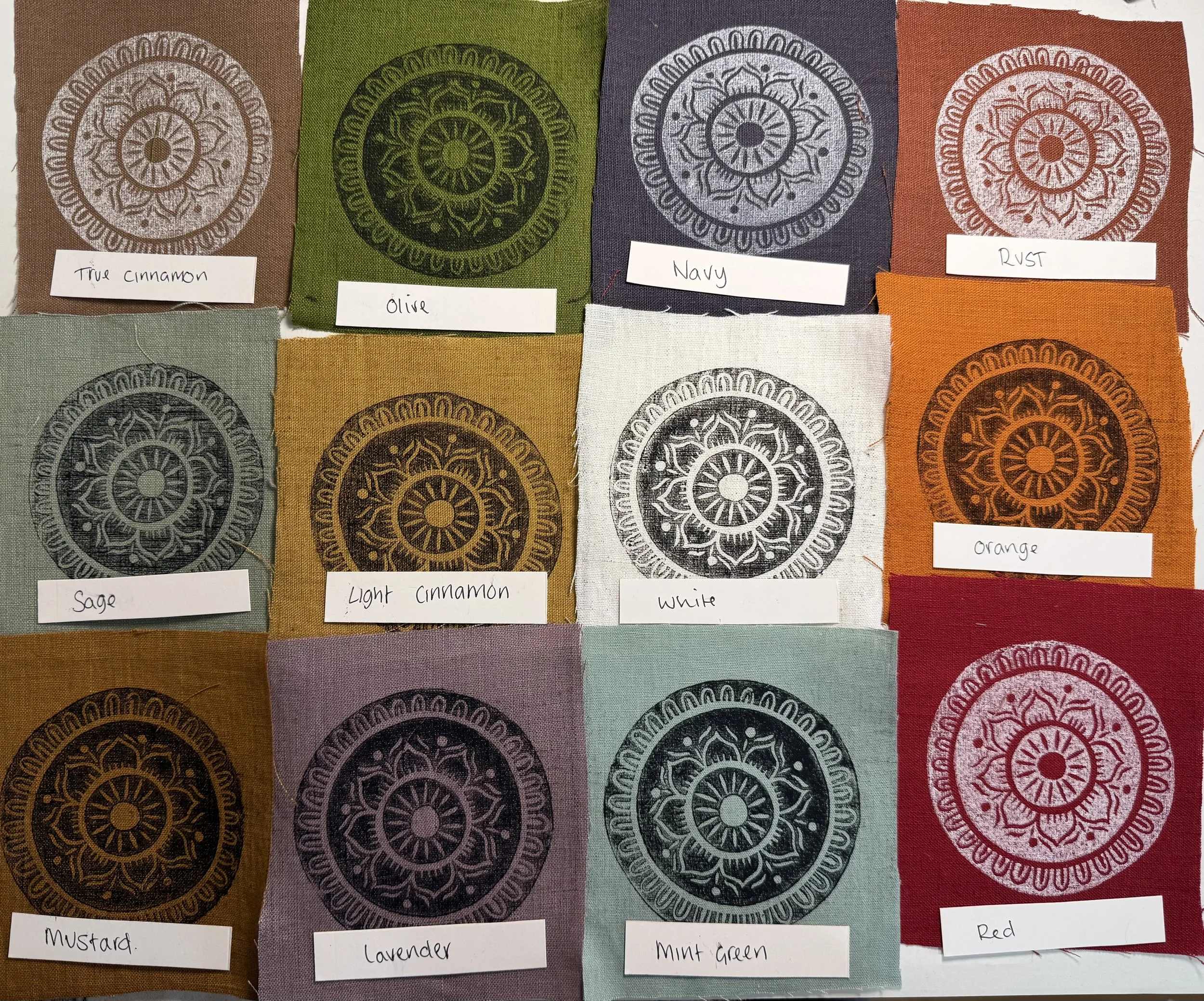 Linen patches, Mandala , Lino print patches, fabric patch