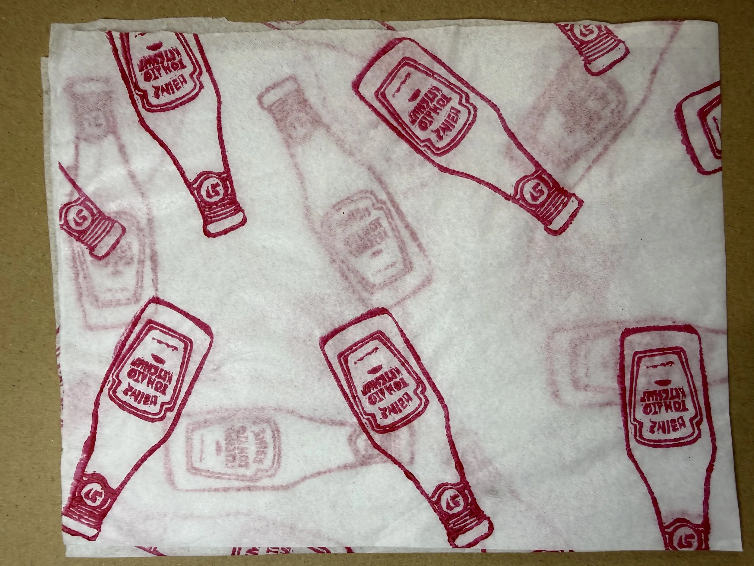 3 x Ketchup Handprinted Eco Tissue paper