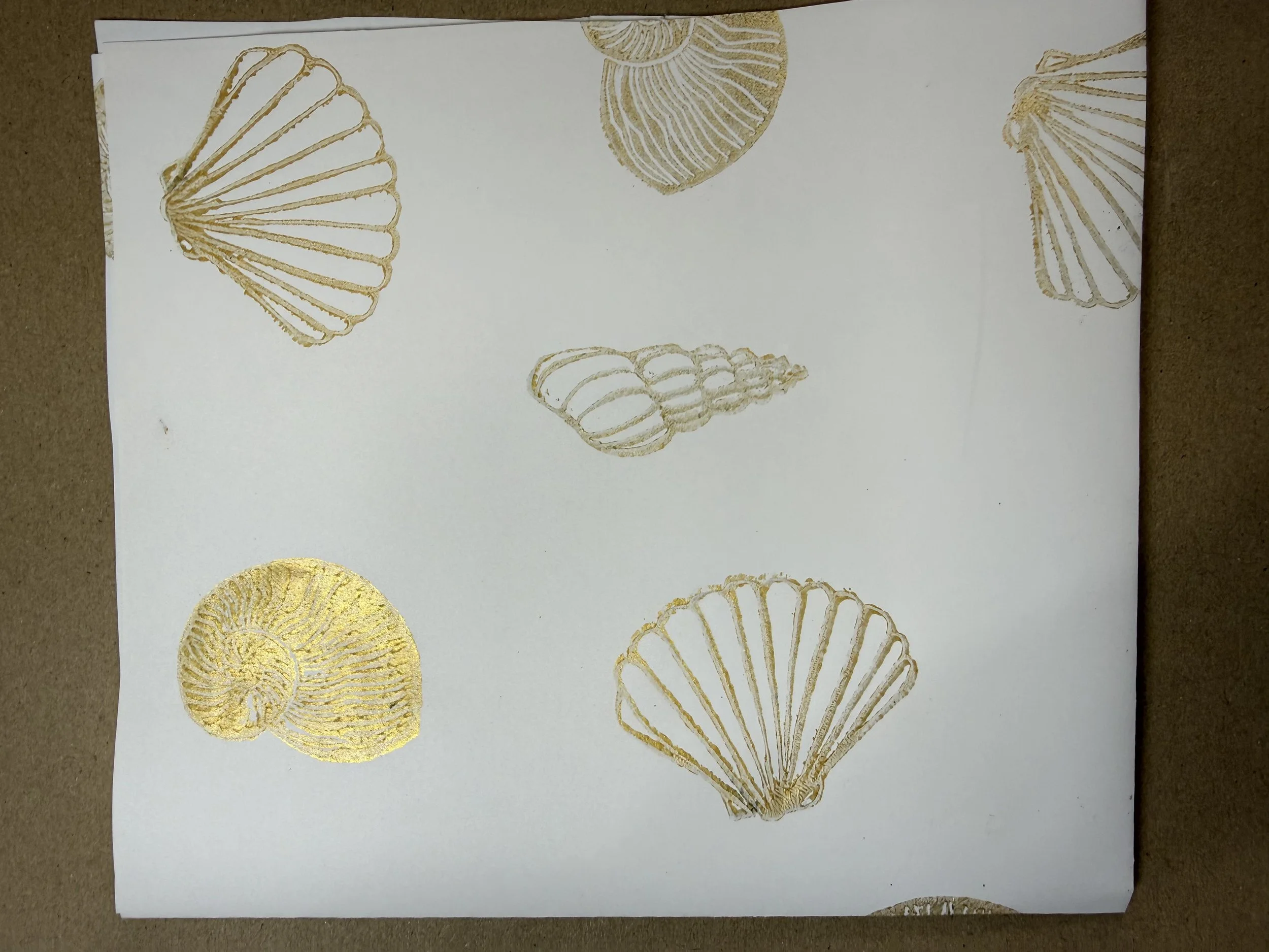 Shells Gift wrap, wrapping paper, handprinted