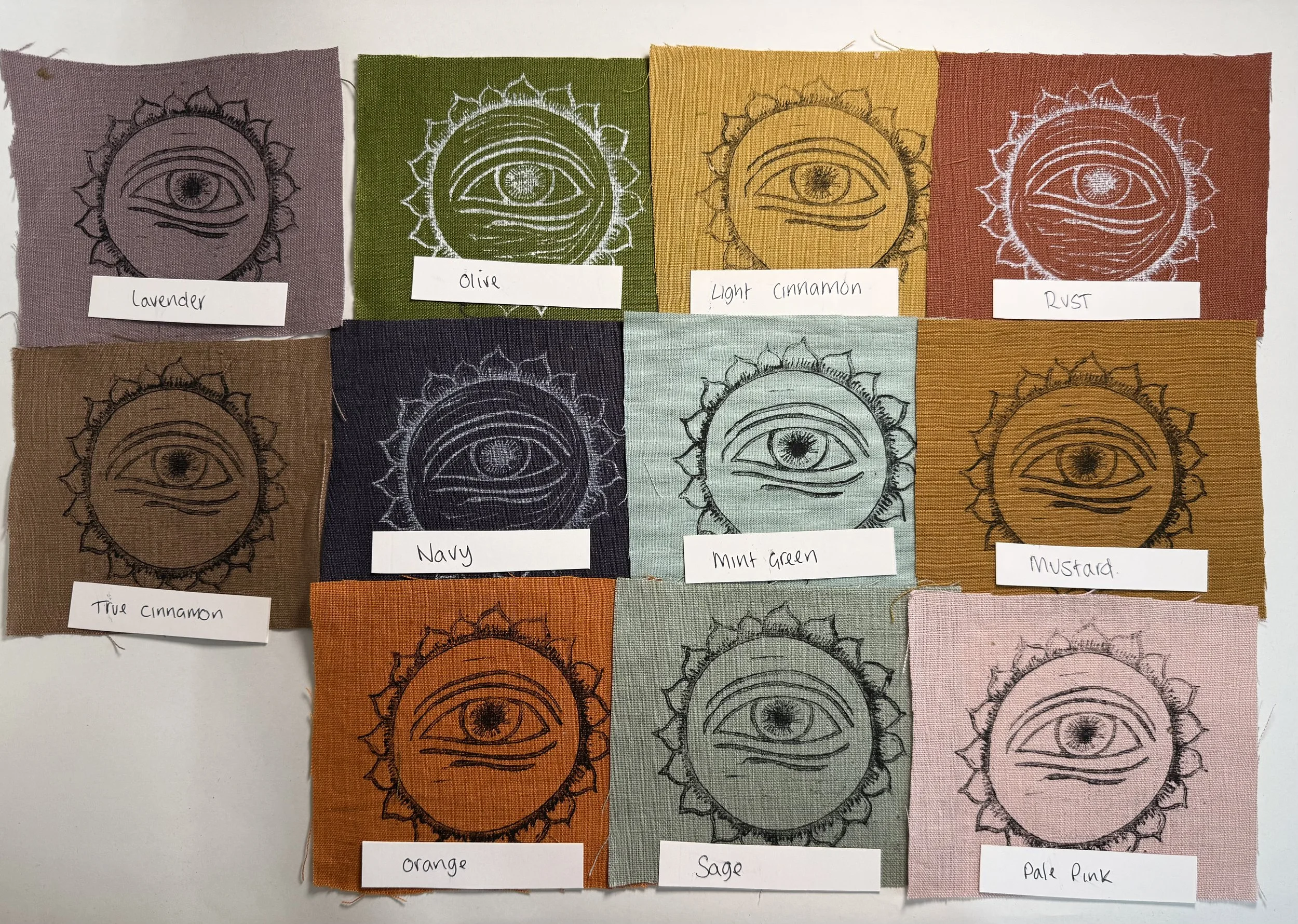 Linen patches, Eye, Lino print patches, fabric patch