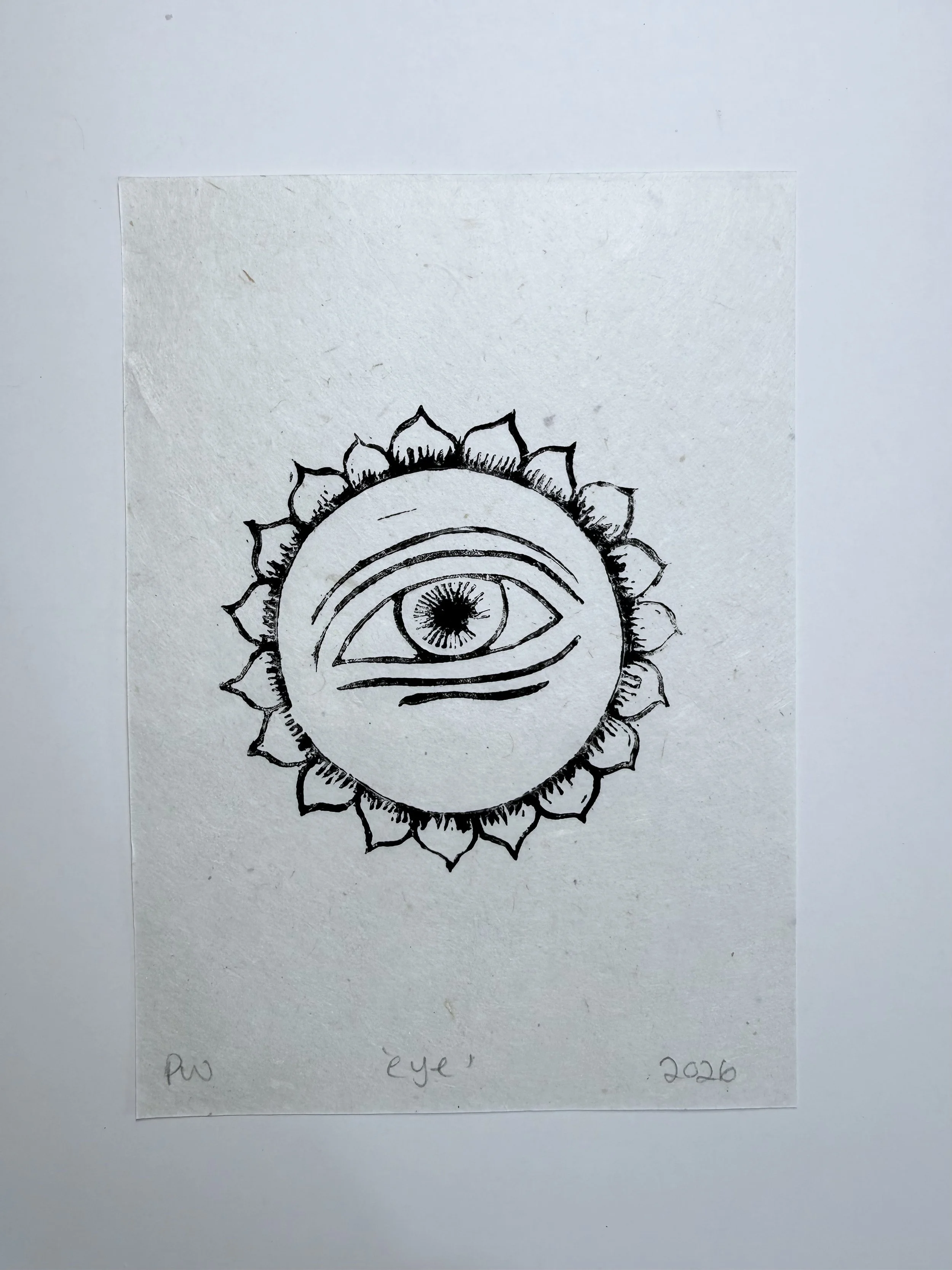 Eye  print | Nepalese Mountain Lokta  | Lino print A5