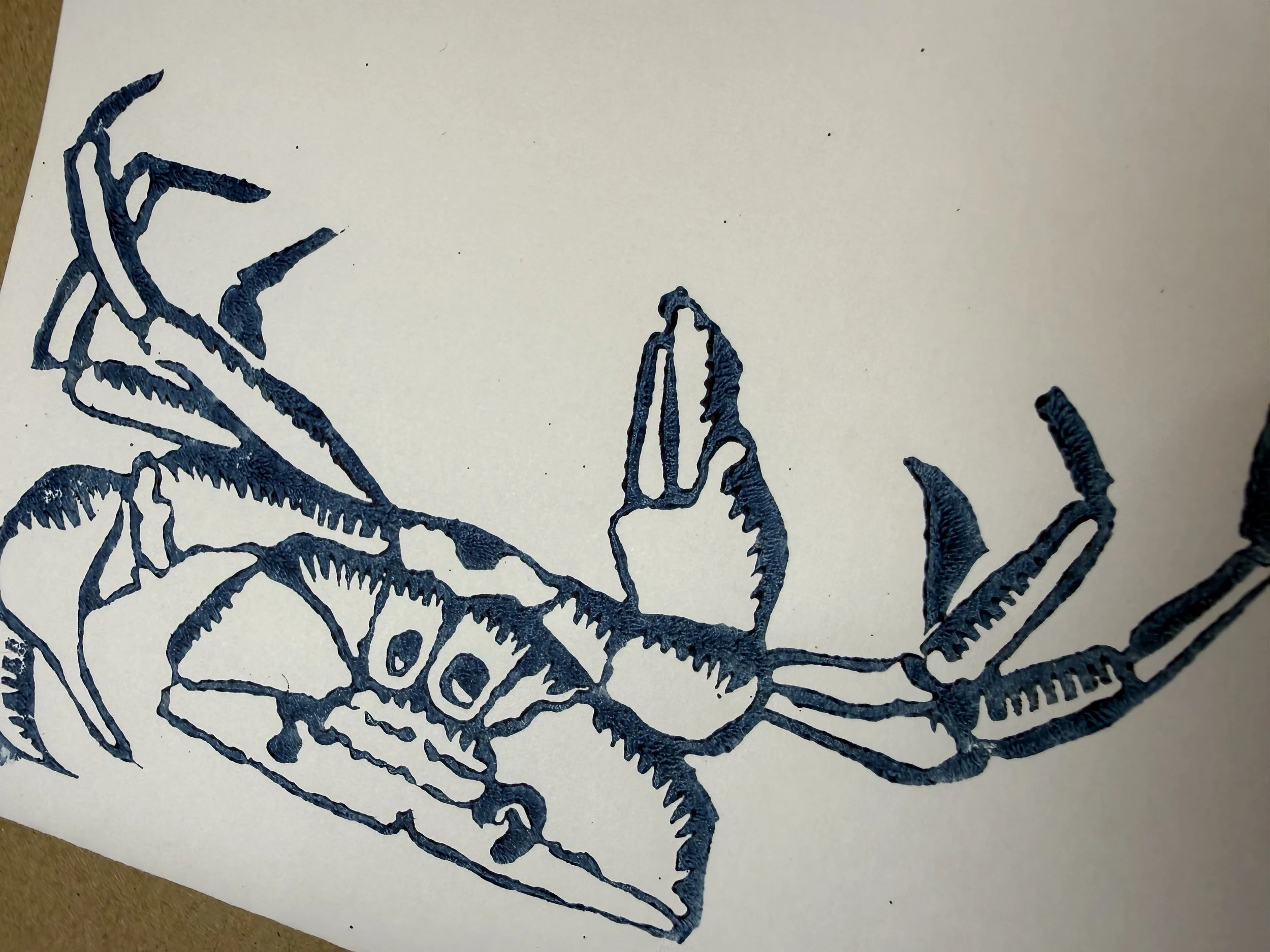 Crab Gift wrap, wrapping paper, handprinted