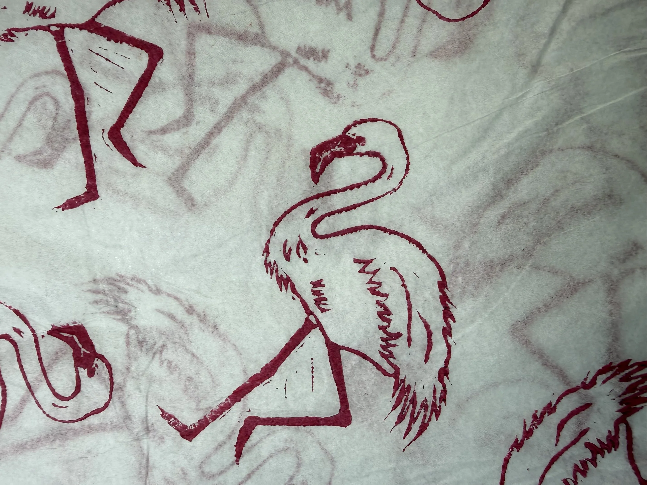 3 x Flamingo Handprinted Eco Tissue paper