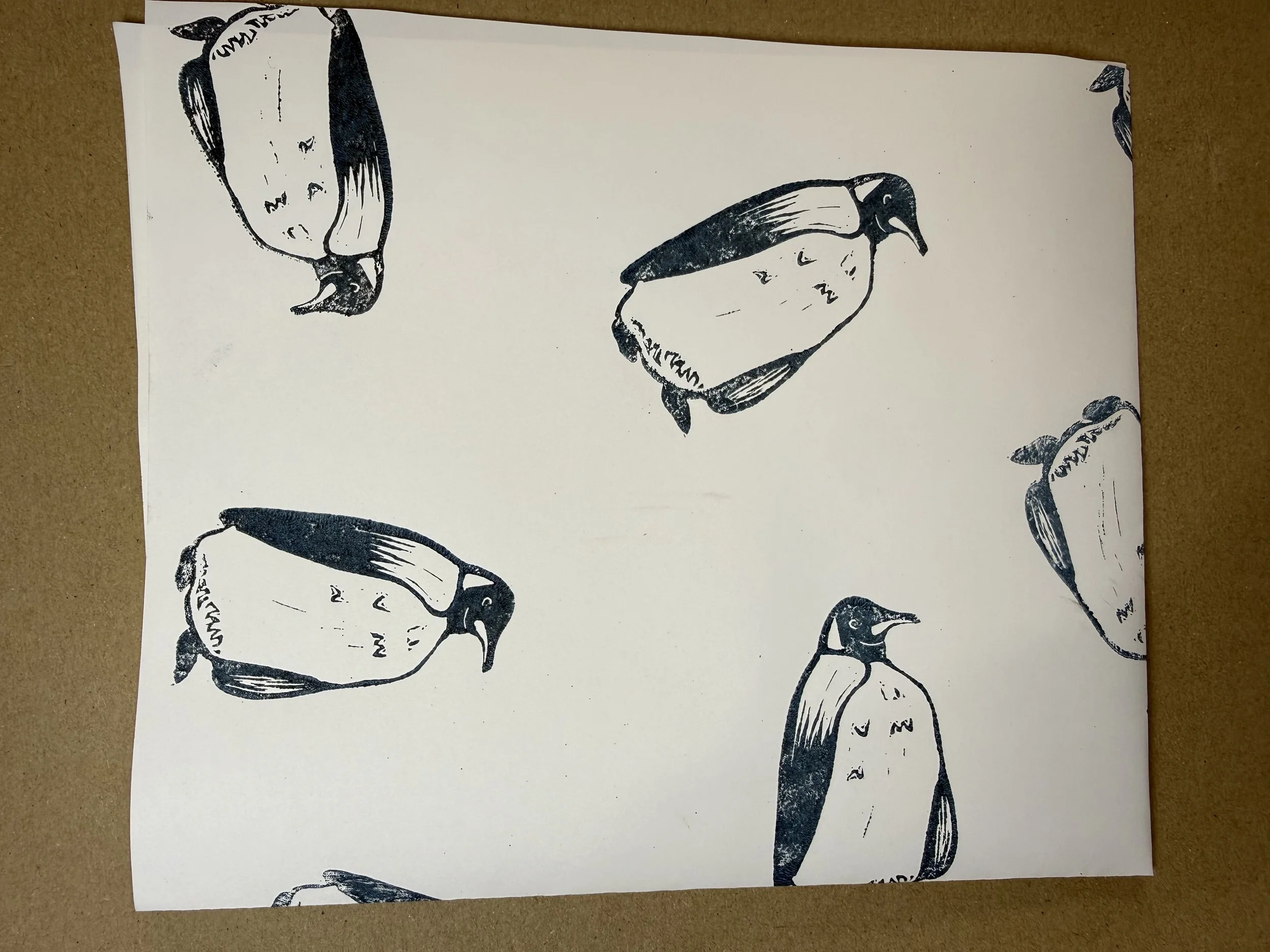 Penguin Gift wrap, wrapping paper, handprinted, luxury, gift wrap