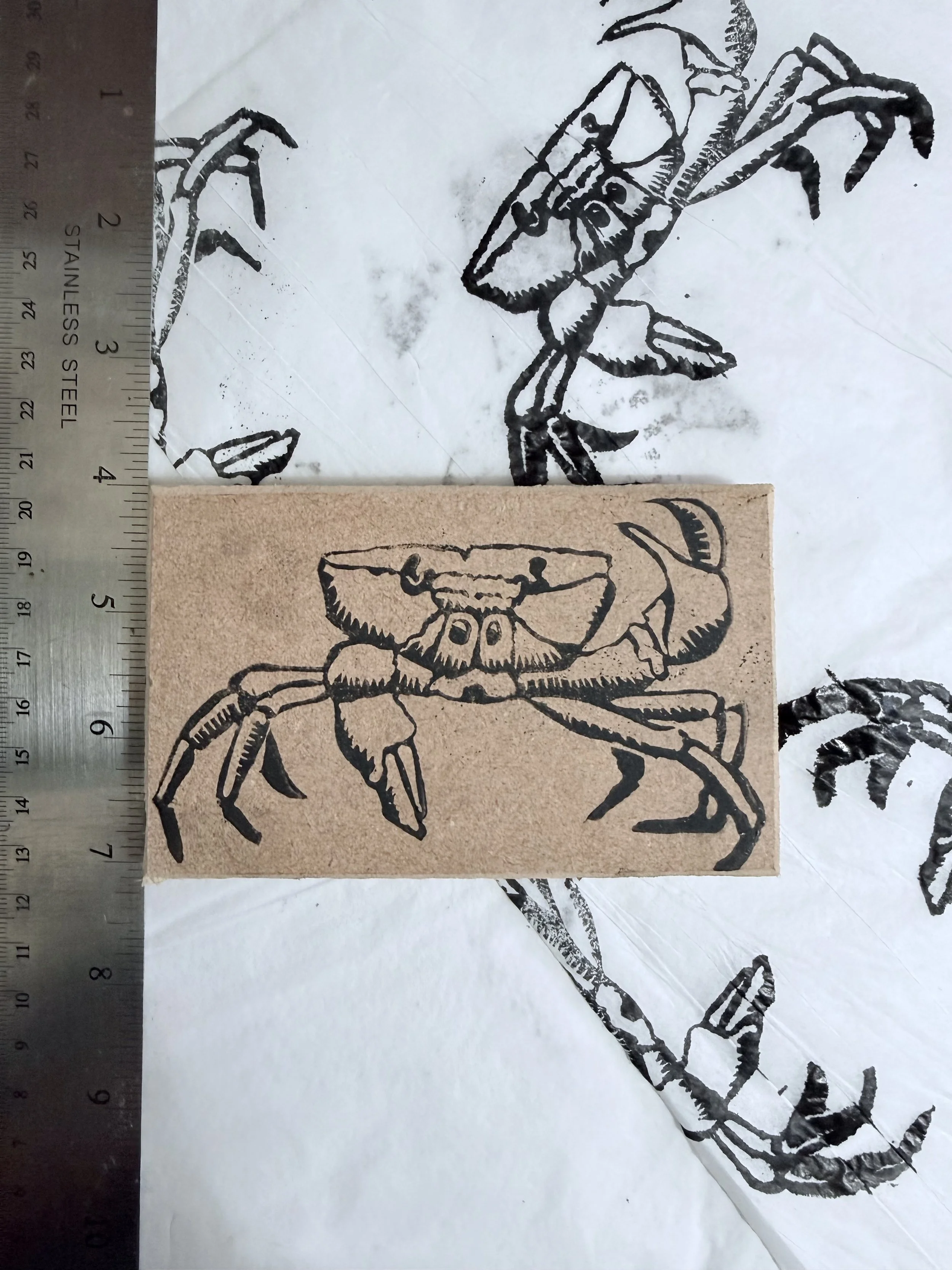 Crab | rubber stamps | lino stamps | mounted | unmounted