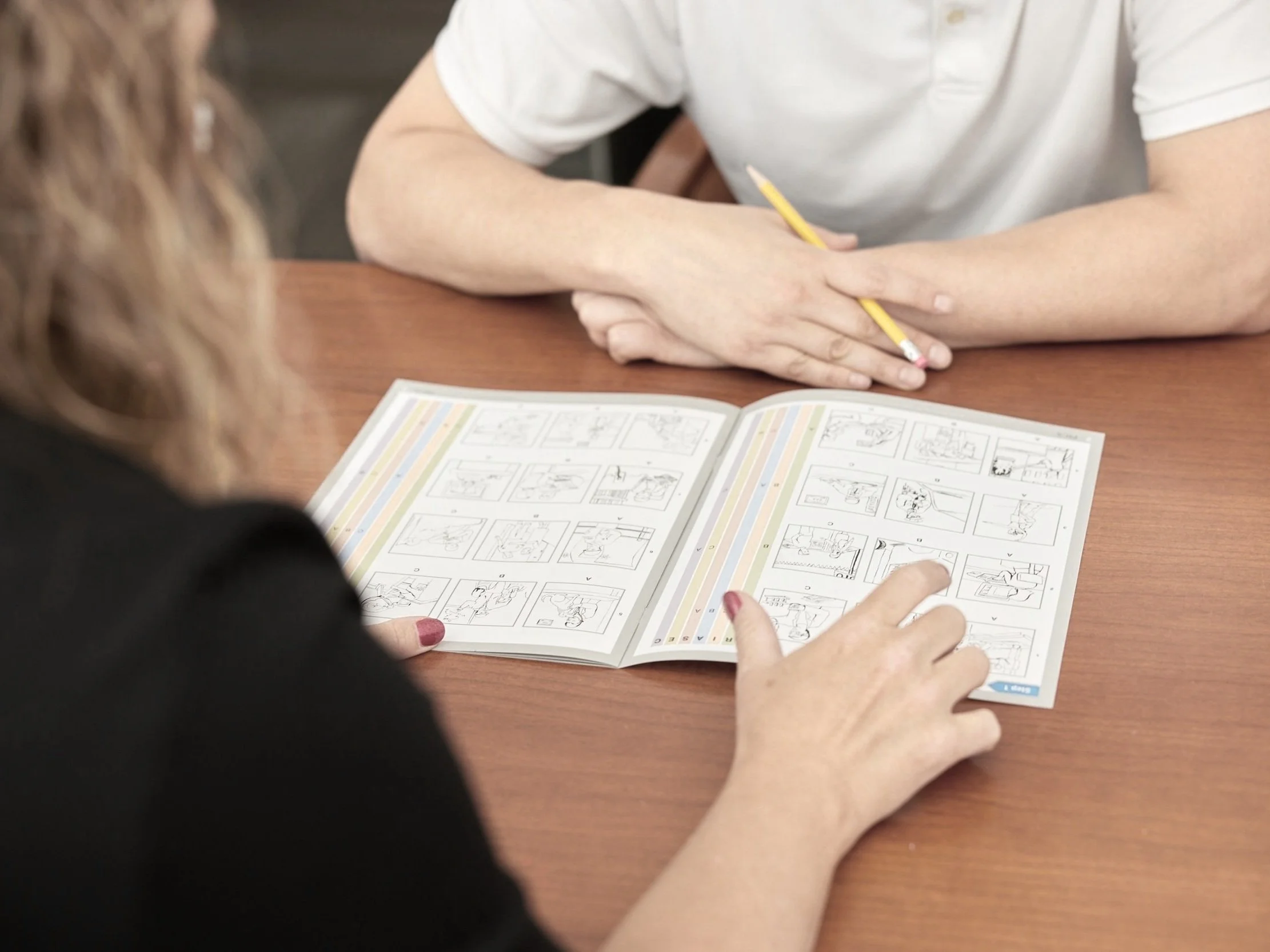 Evaluator administering career interest testing