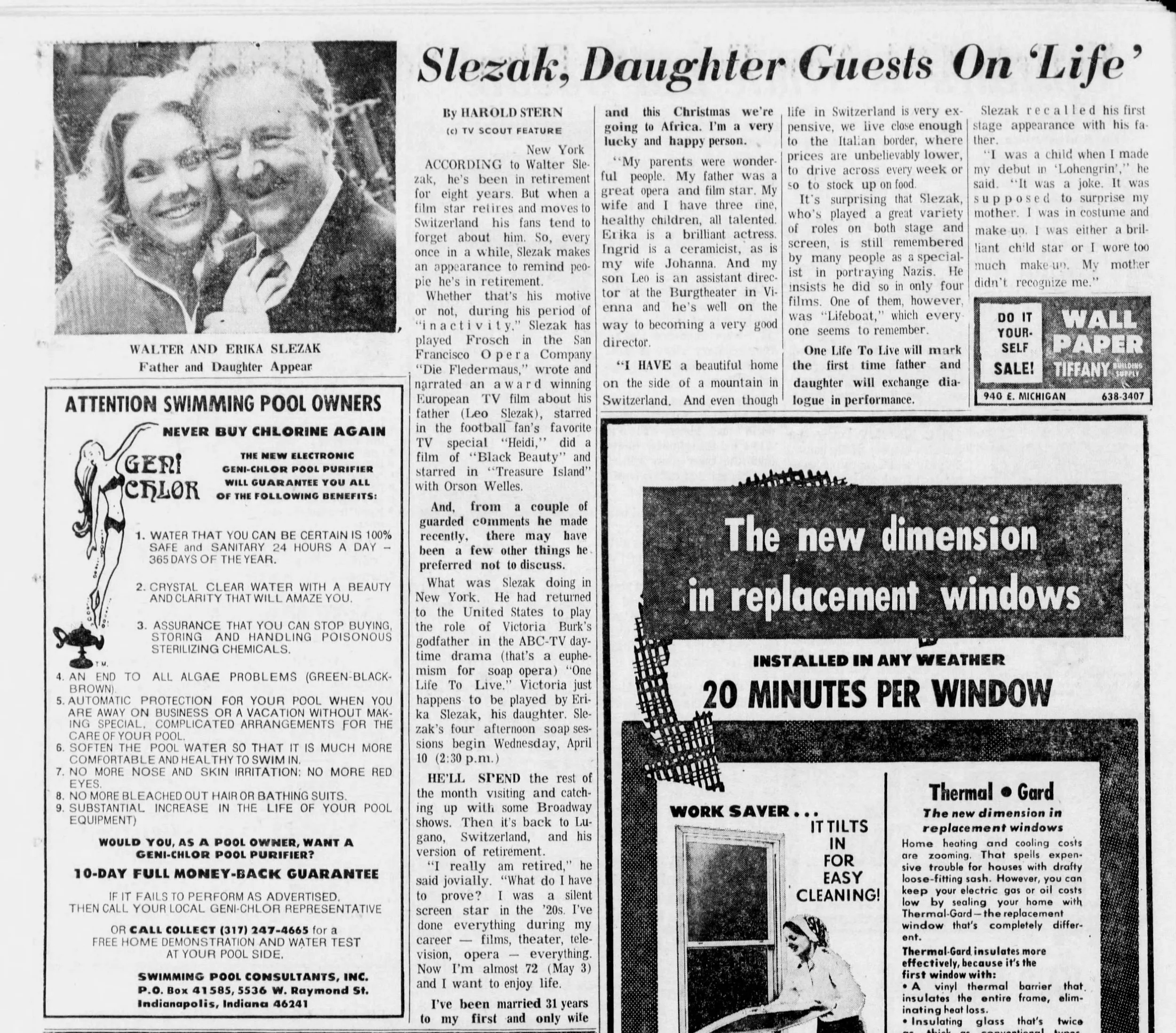1974 Slezak, Daughter  Guests on ‘One Life’
