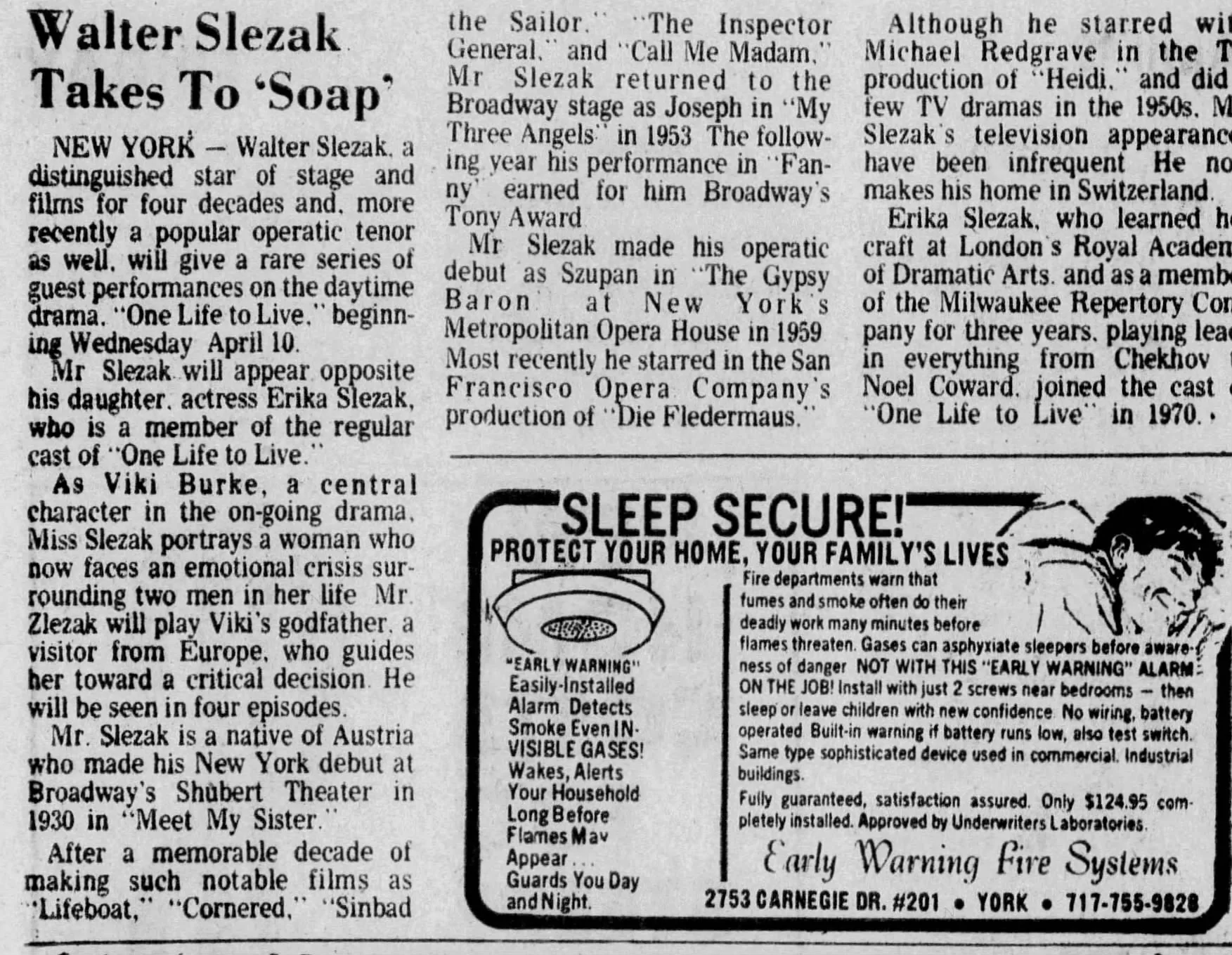 1974 Walter Slezak Takes to “Soap”