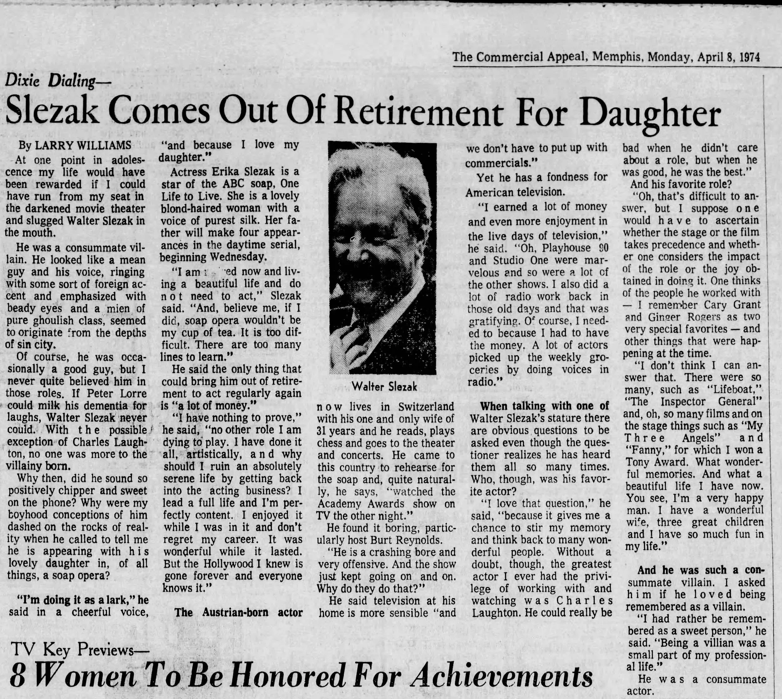 1974 Slezak Comes Out of Retirement For Daughter