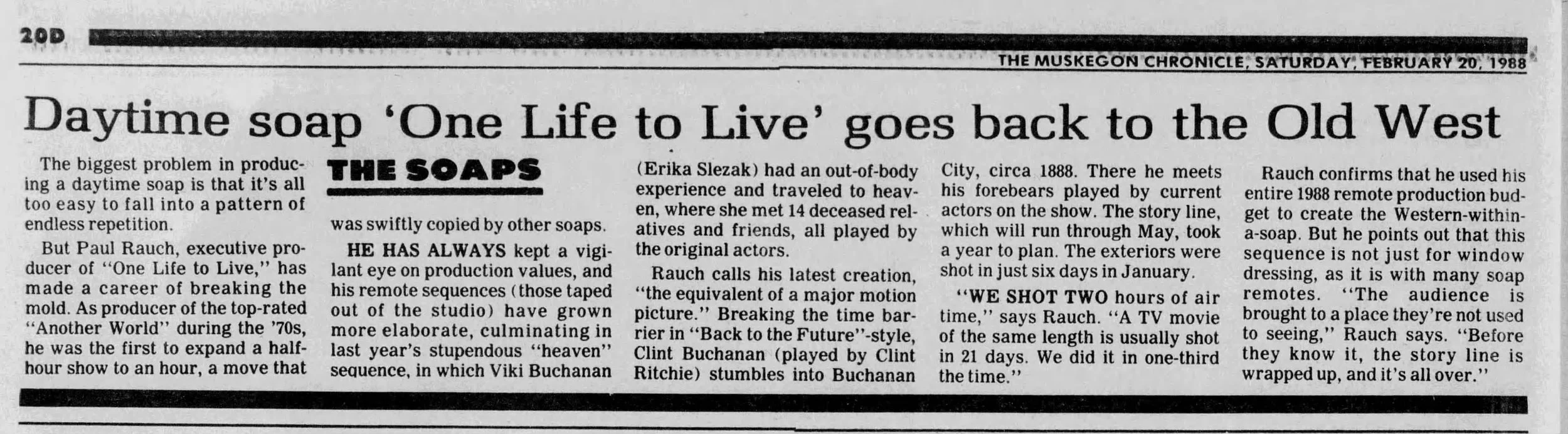 1988 OLTL Goes back to the Old West