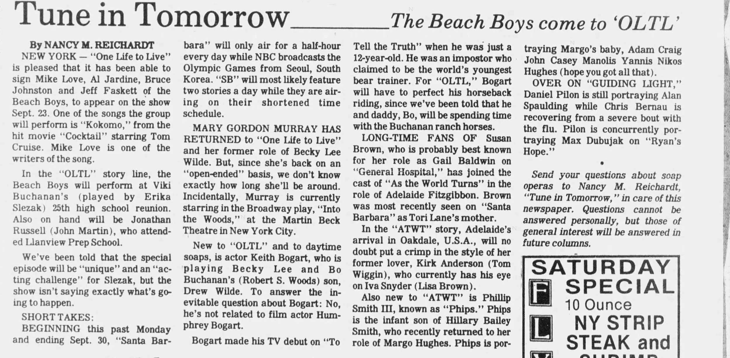1988 The Beach Boys Comes to OLTL