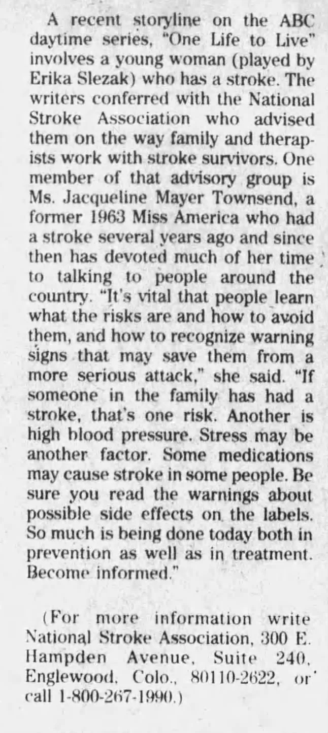 1990 OLTL Confers With American Stroke Association