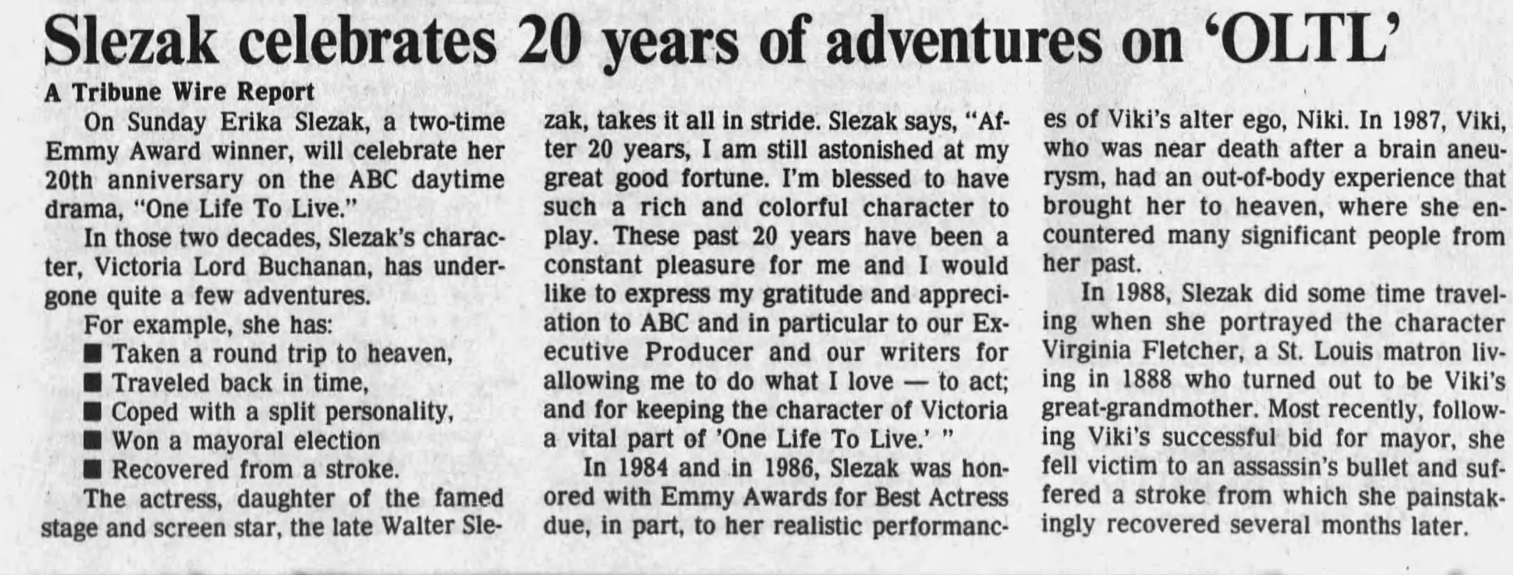 1991 Slezak Celebrates 20 Years of Adventure