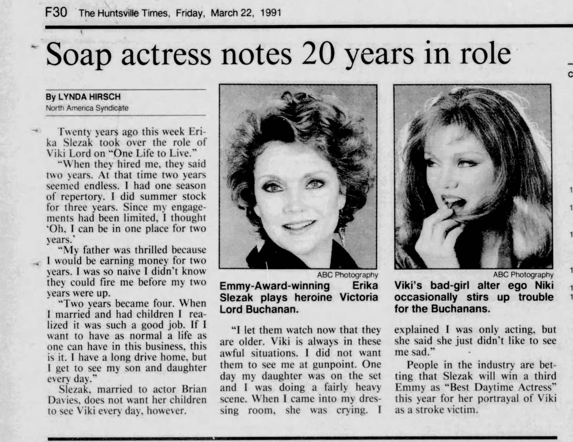 1991 Soap Actress Notes 20 Years in Role