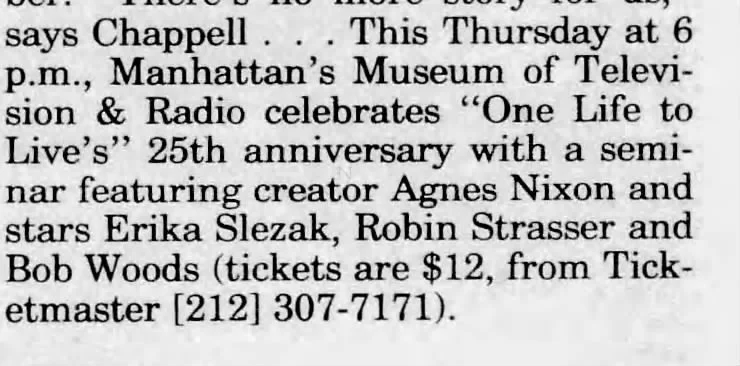 1993 Museum Celebrates OLTL’s 25th Anniversary