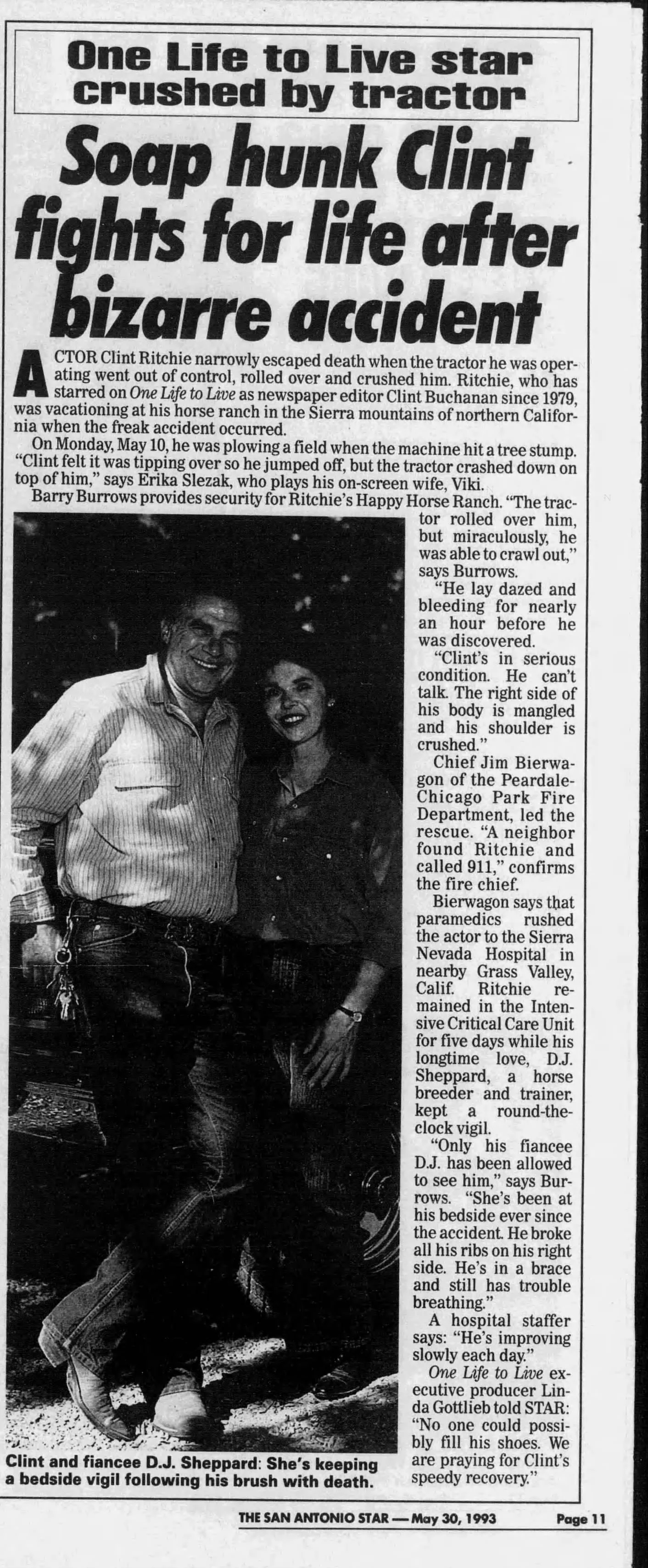 1993 OLTL Star Crushed by Tractor