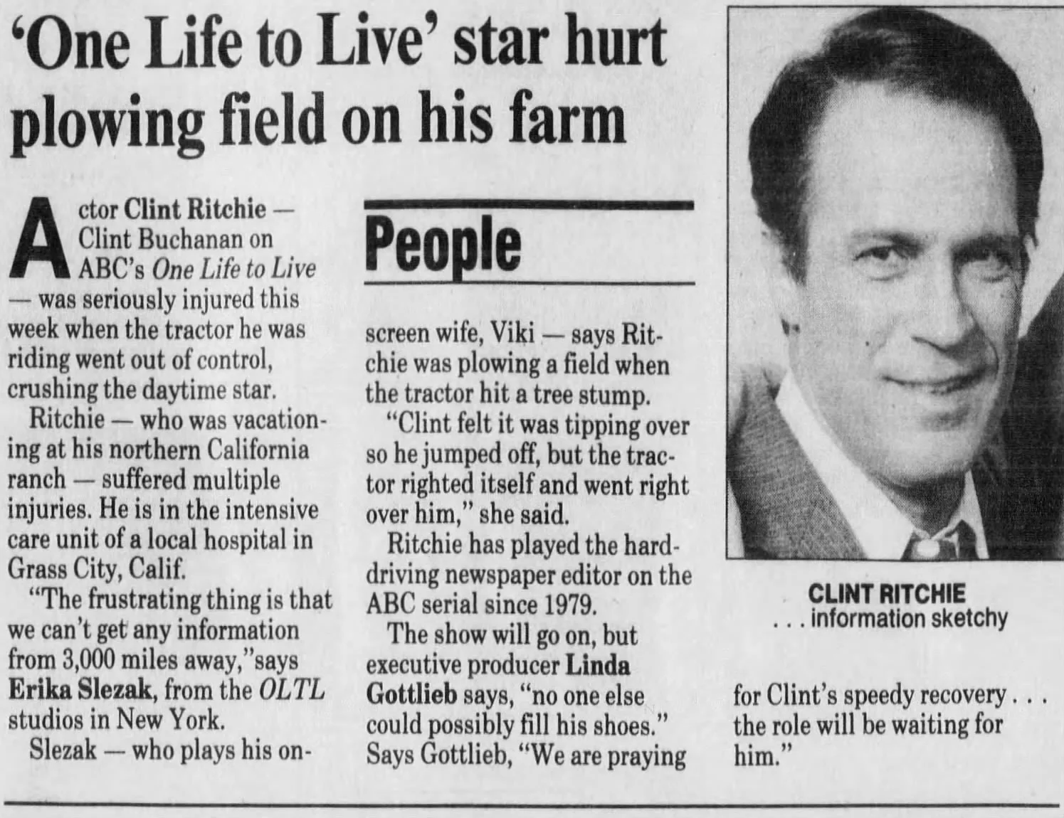 1993 OLTL Star Hurt On Farm