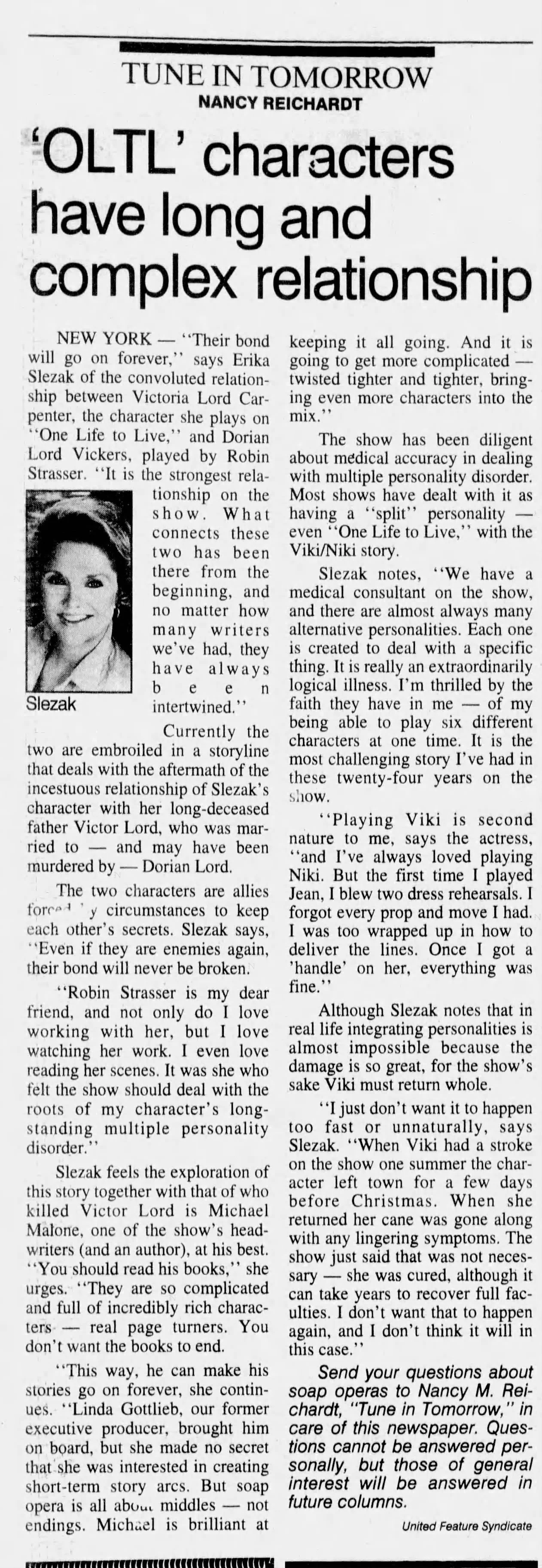 1995 ‘OLTL” Characters Long and Complex