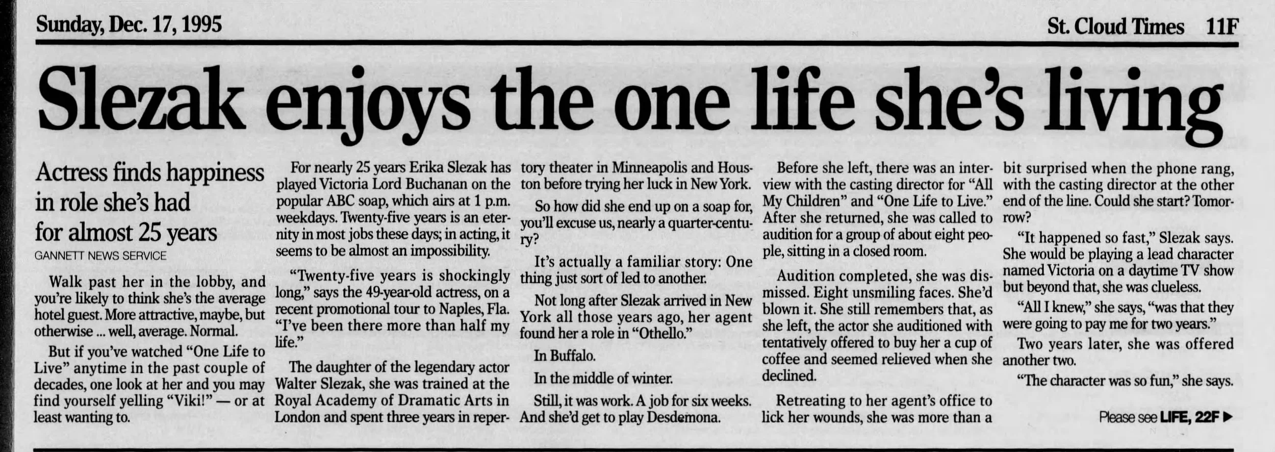 1995 Slezak Enjoys One Life