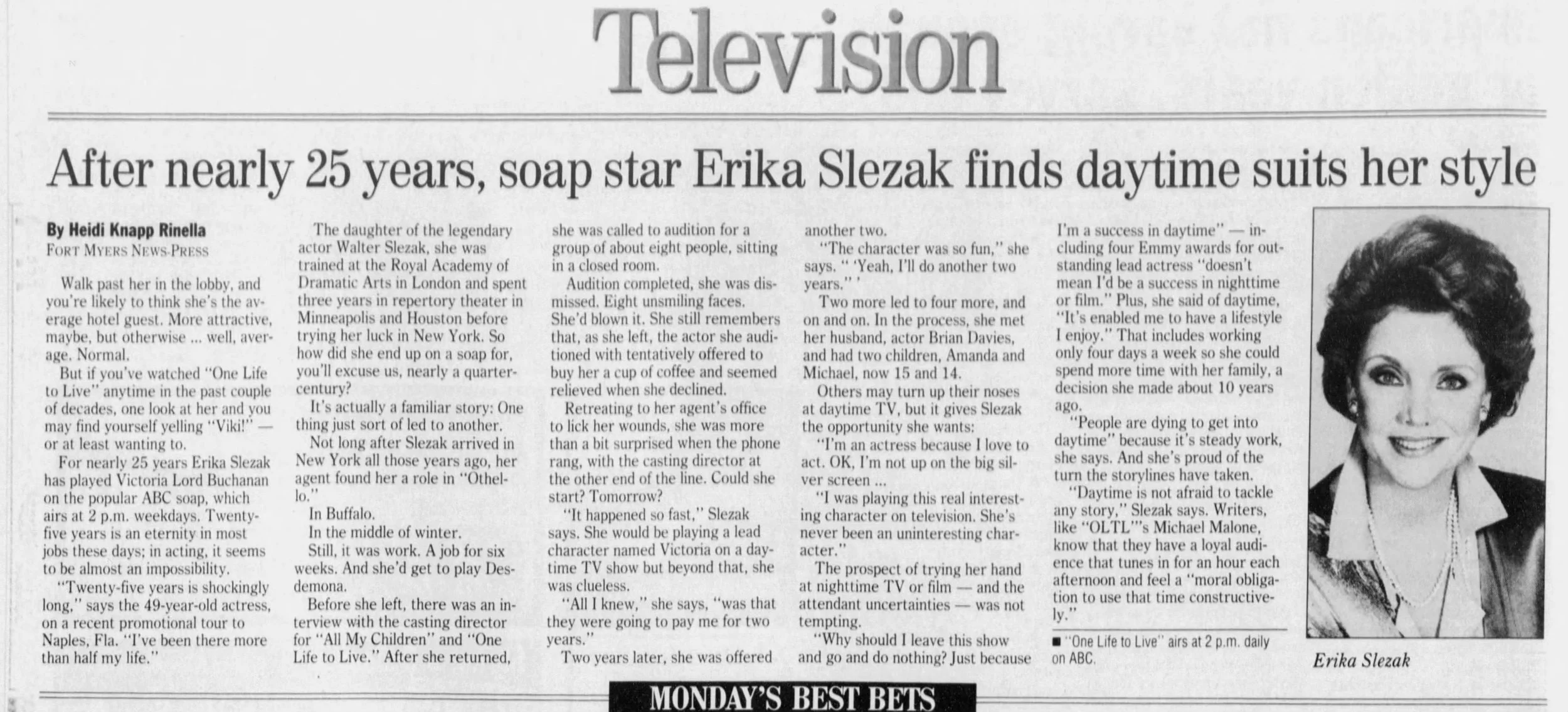 1995 Slezak Finds Daytime Suits Her