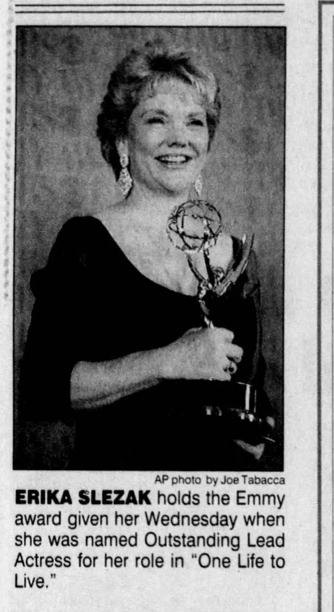 1996 Erika Slezak Holds Emmy